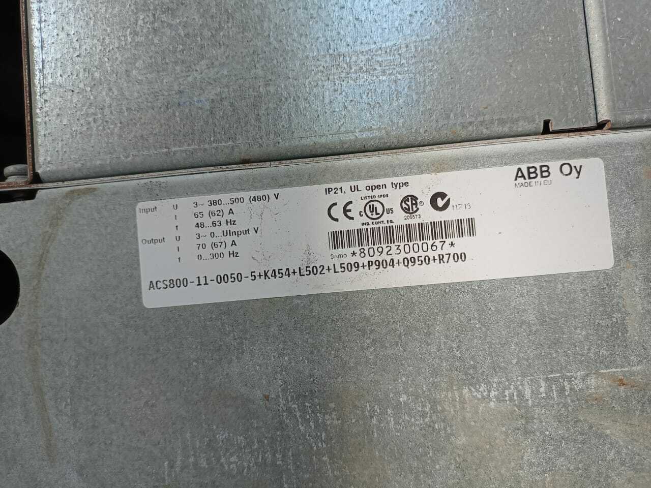 ABB ACS800-11-0050-5+K454+L502+P904+Q950+R700 Drive ACS8001100505K454L502P904