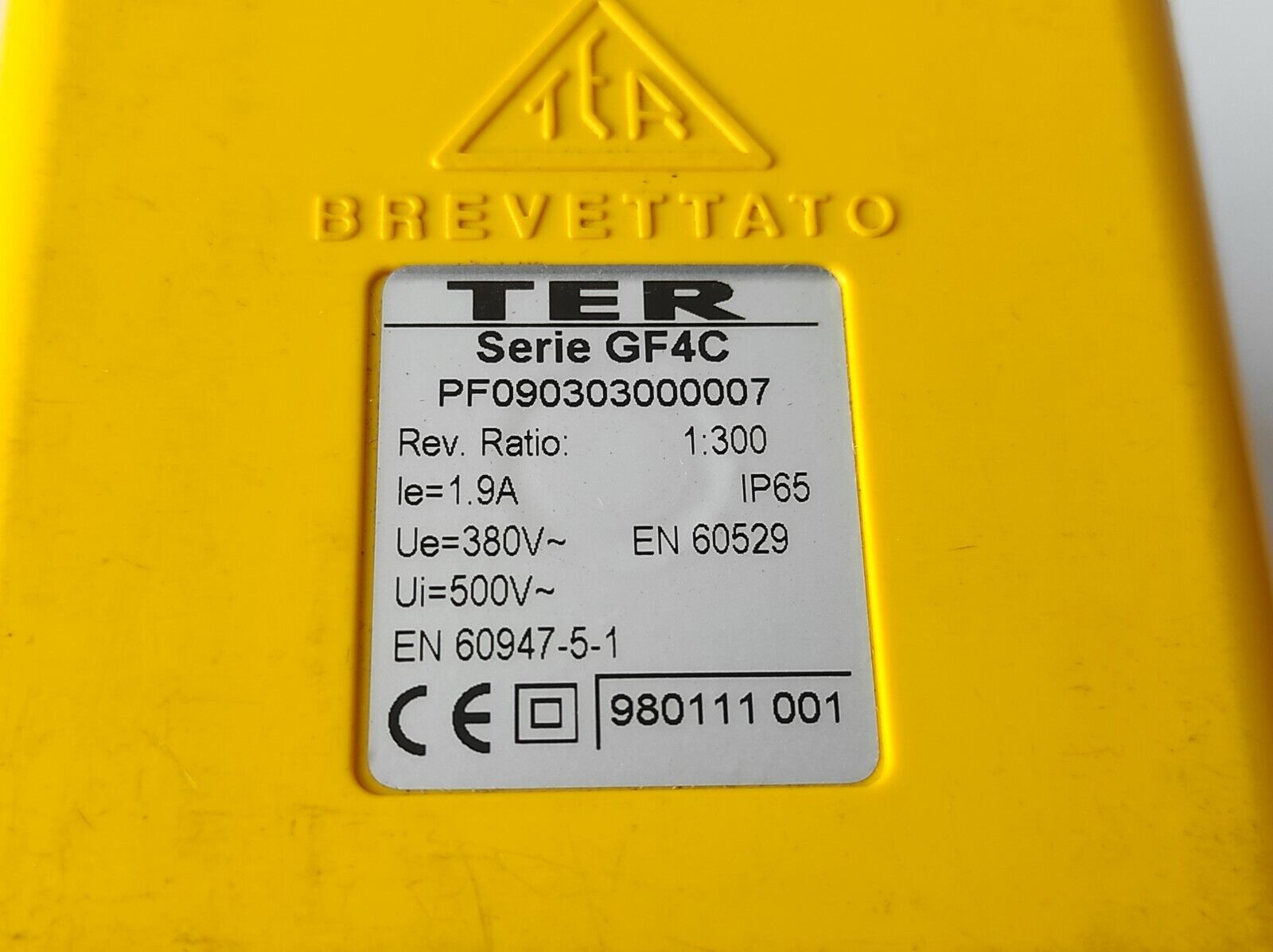 TER GF4C PF090303000007 Limit Switch Rev Ratio 1:300 Ie 1.9A Ue 380V~ Ui 500V~  