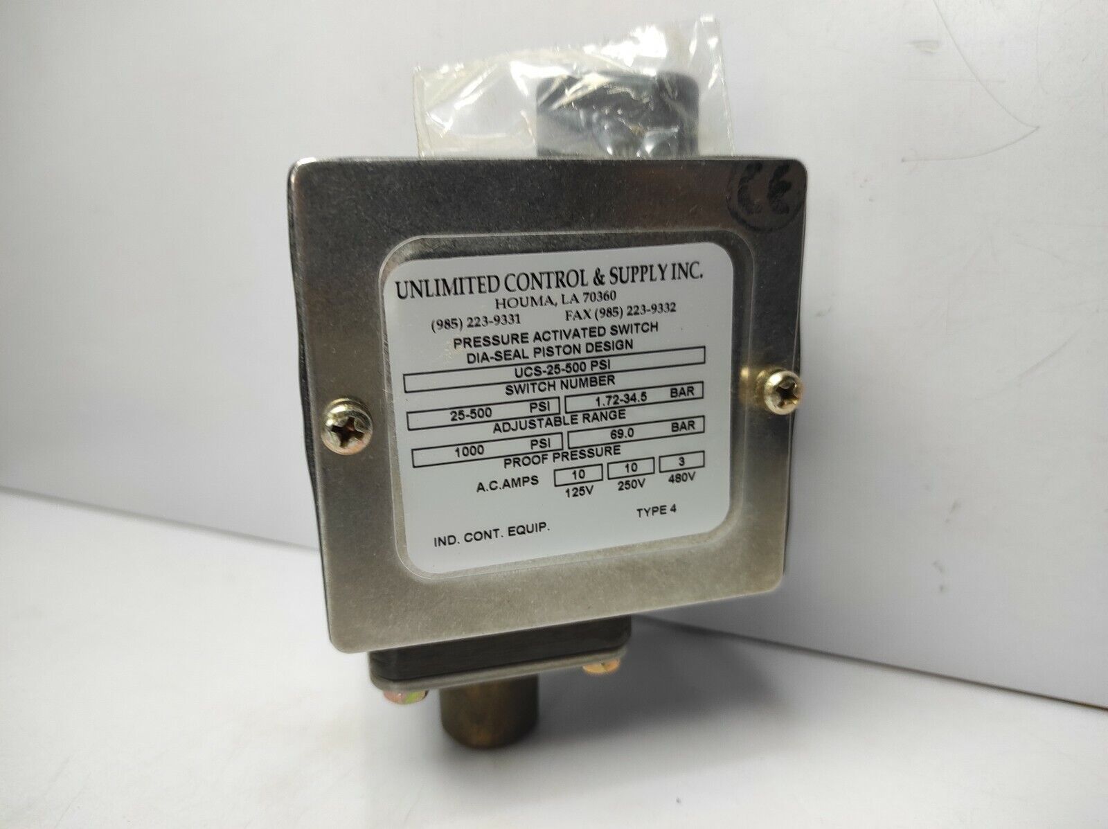 Unlimited Control & Supply UCS-25-500-PSI Pressure Activated Switch