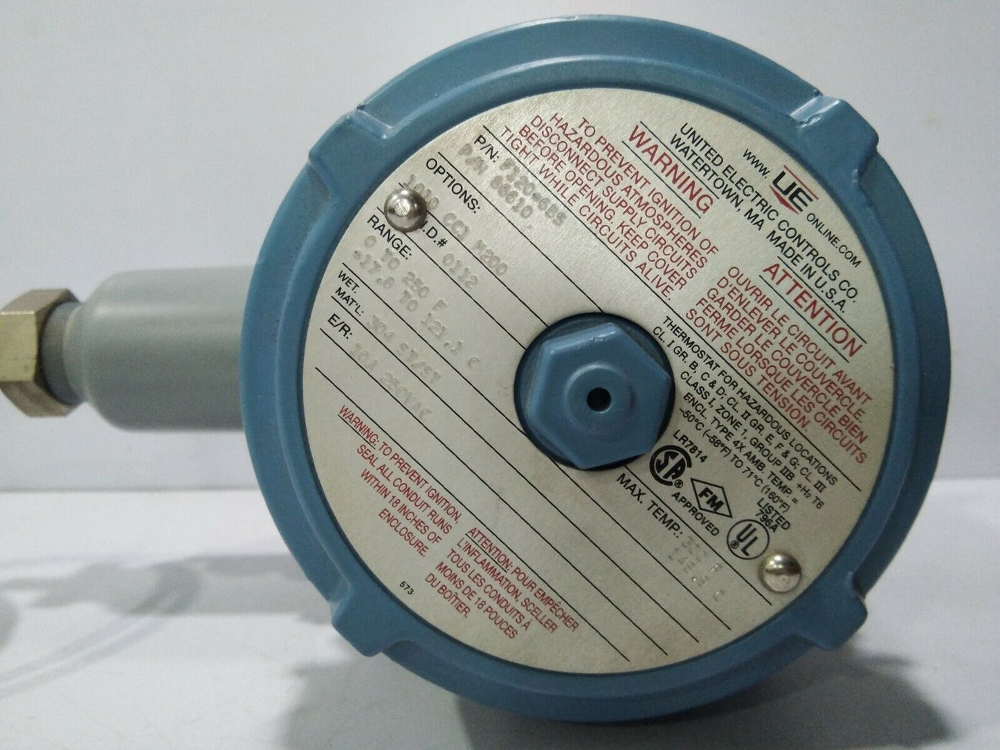 UNITED ELECTRIC F120-6BS TEMPERATURE SWITCH F1206BS P/N:86610 160F RISE 