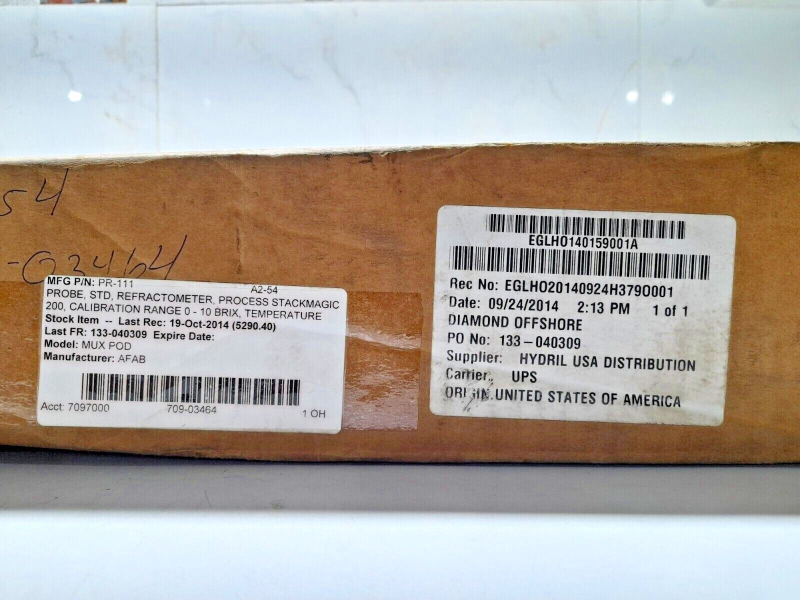 Afab PR-111 Process Refractometer 1930352-01 Rev A1 Refractometer STD Probe Proc