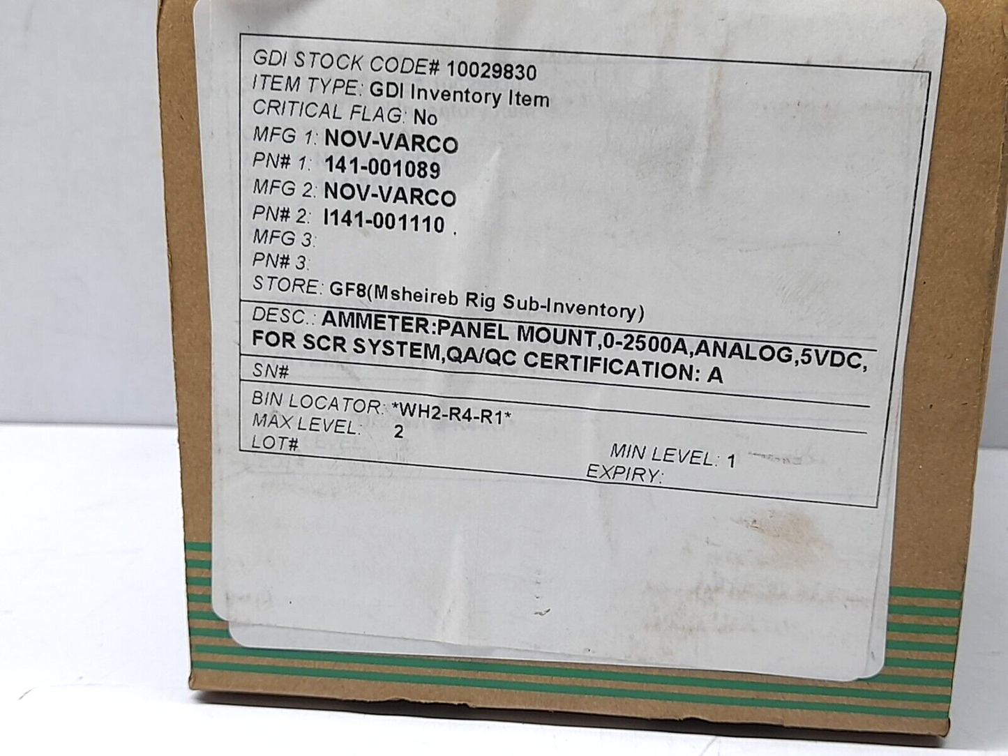 Yokogawa National Oilwell Varco IPS I141-001110 Ammeter DC 0-2500A 5VDC Movement