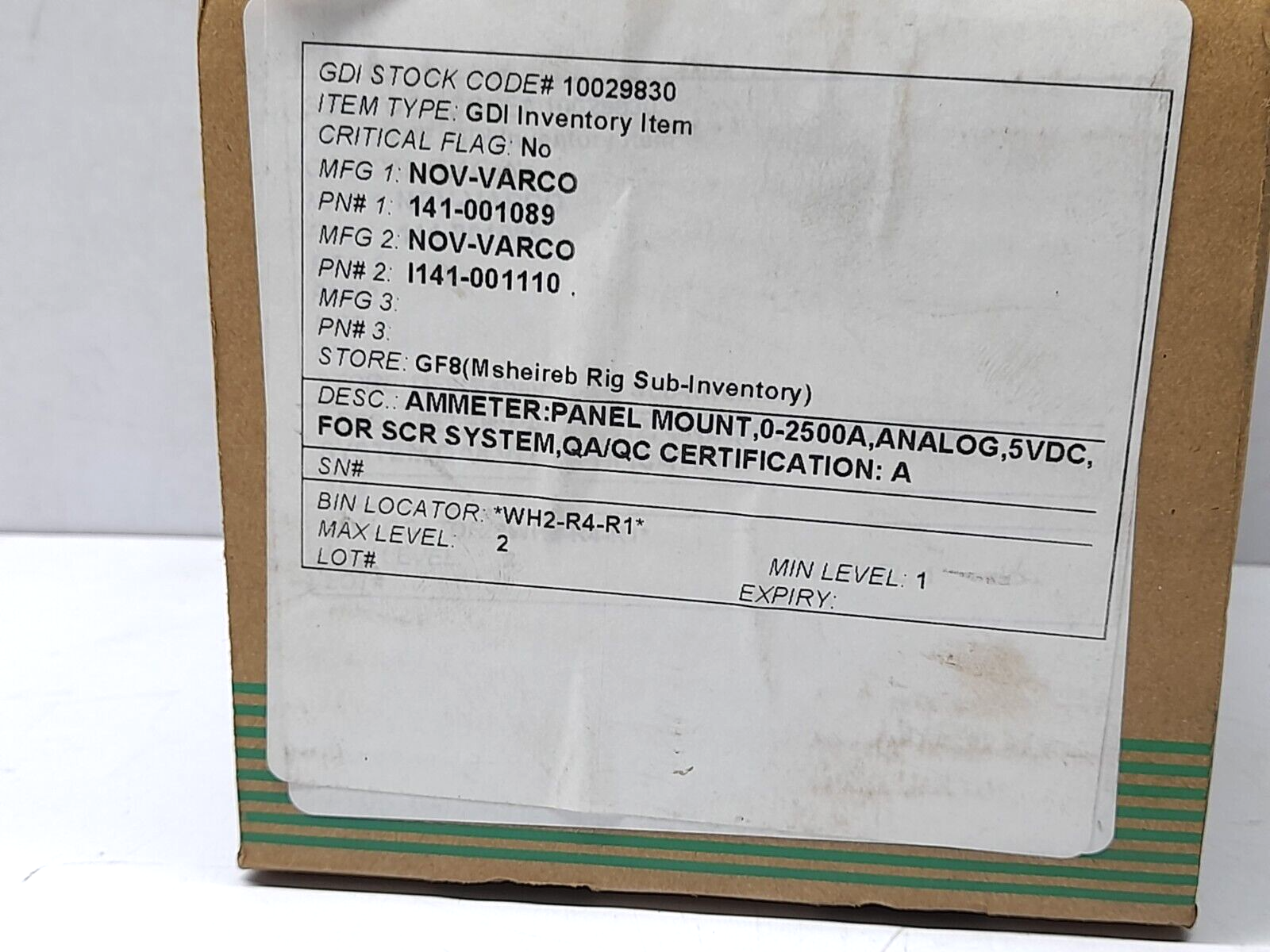 Yokogawa National Oilwell Varco IPS I141-001110 Ammeter DC 0-2500A 5VDC Movement