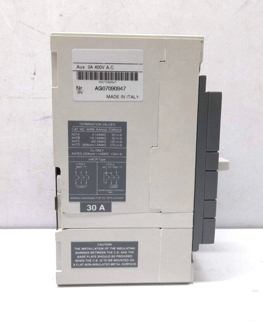 ABB SACE S3 S3H030TH Circuit Breaker S3H 30A BKR S3H 30A 3P