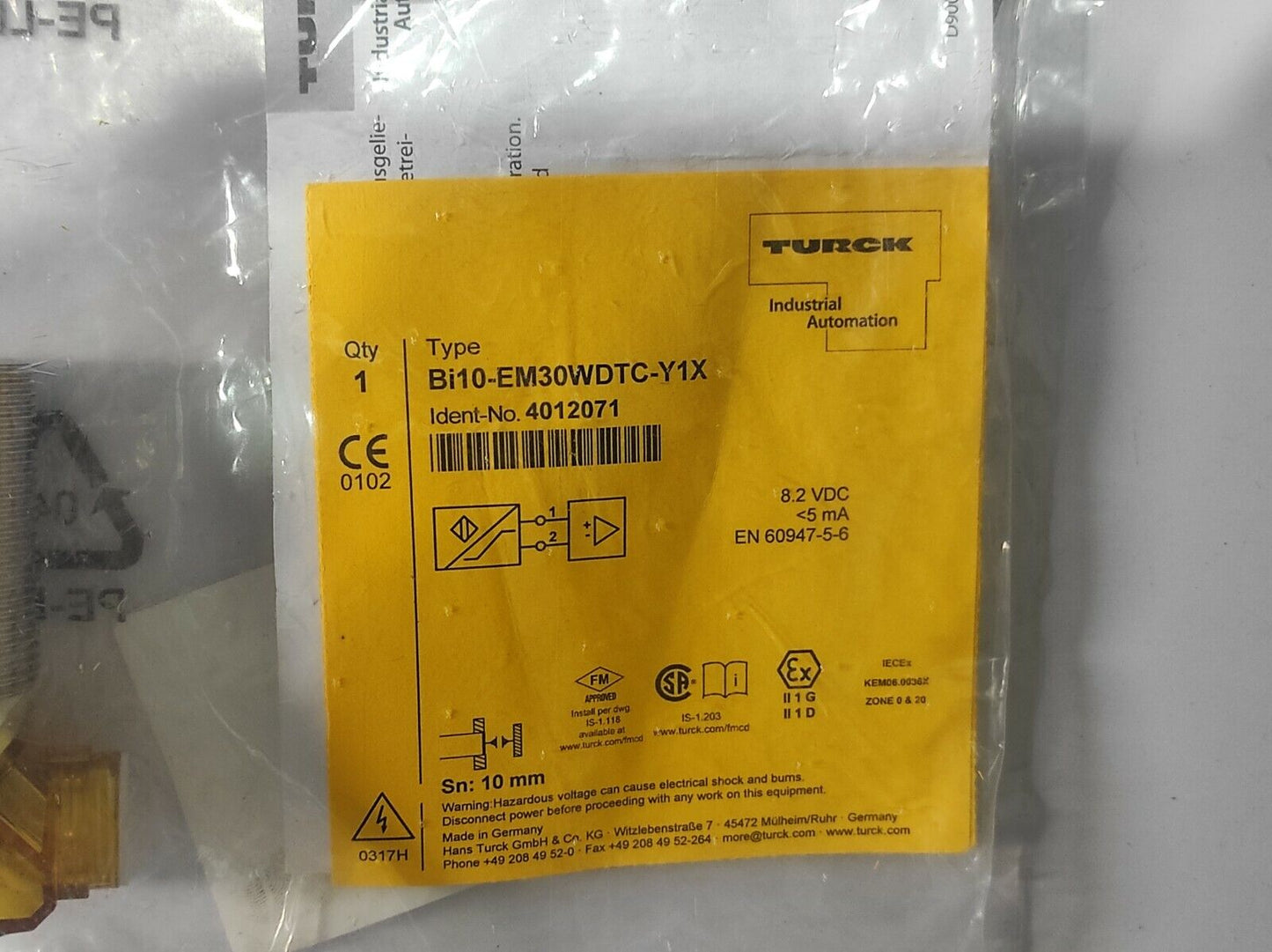 Turck Bi10-EM30WDTC-Y1X 4012071 Proximity Sensor 