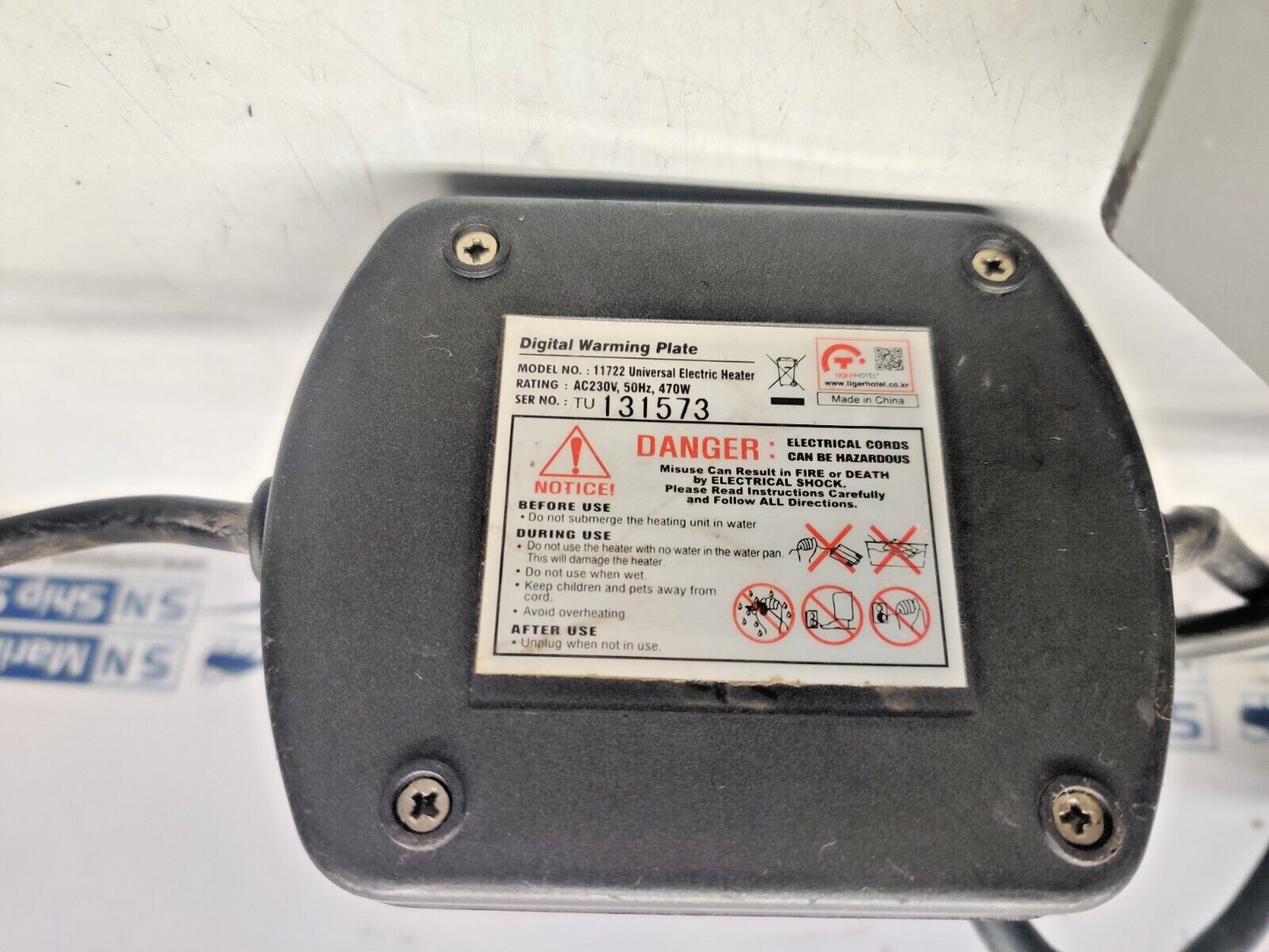 Universal Electric Heater Digital Warming Plate Model:11722 AC230V,50Hz,470W