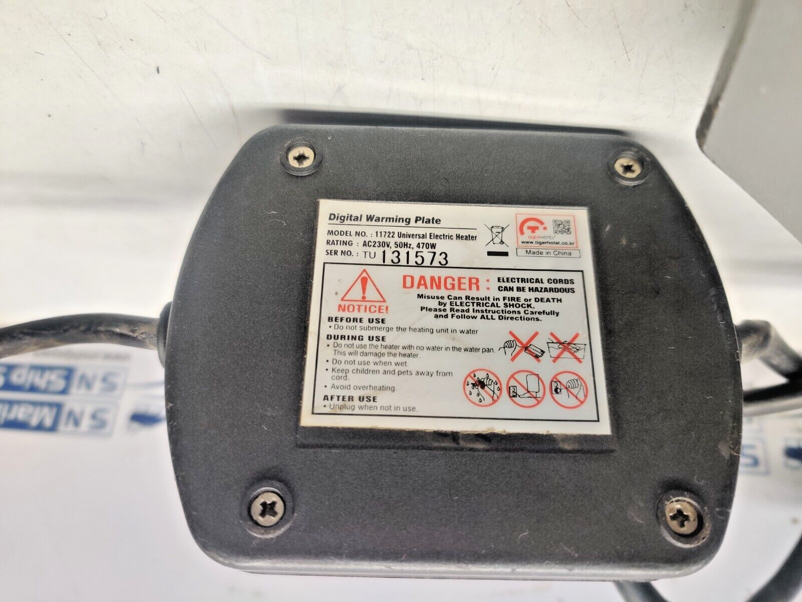 Universal Electric Heater Digital Warming Plate Model:11722 AC230V,50Hz,470W