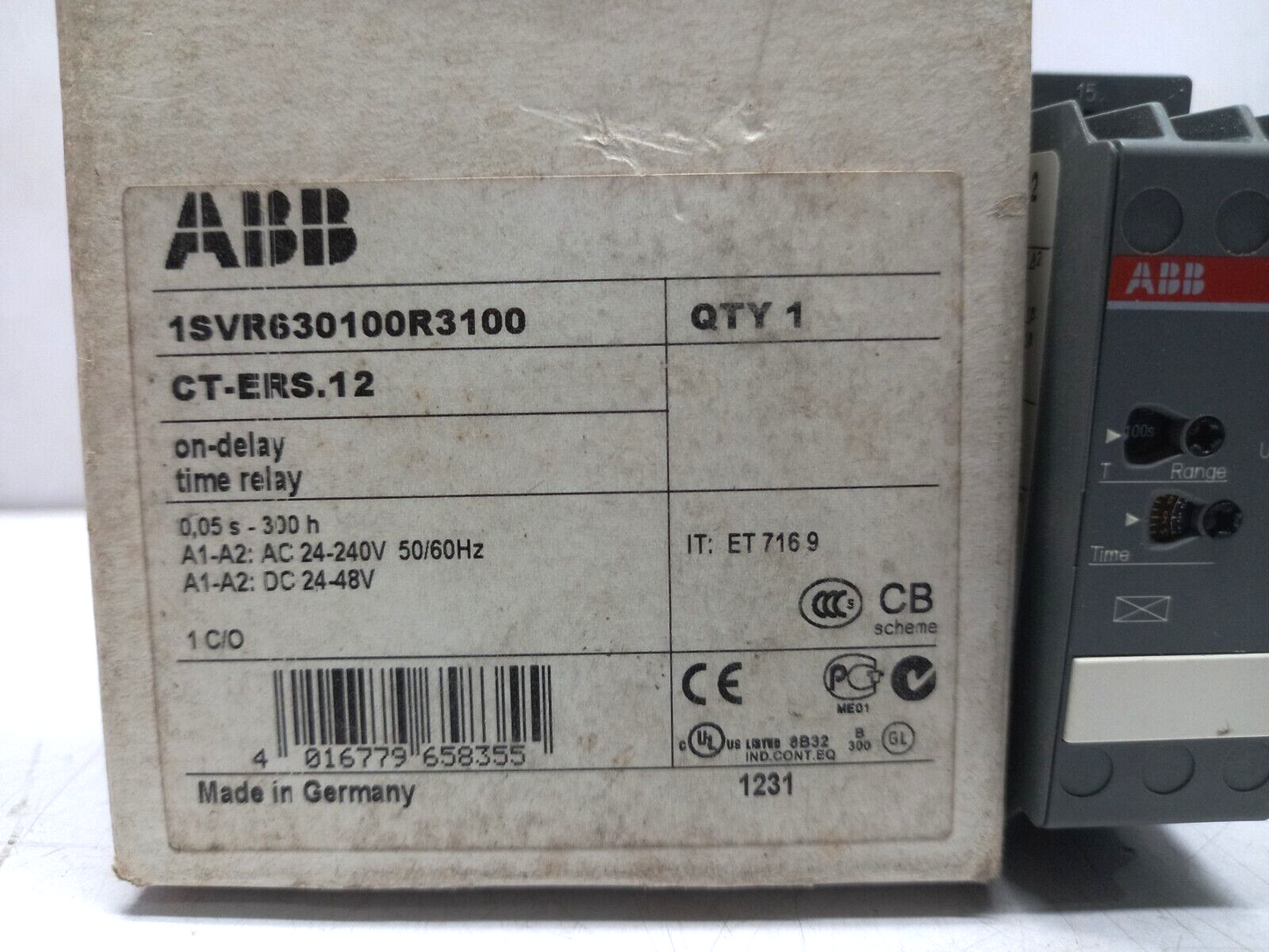 ABB 1SVR630100R3100 CT-ERS.12 On Delay Time Relay CT-ERS