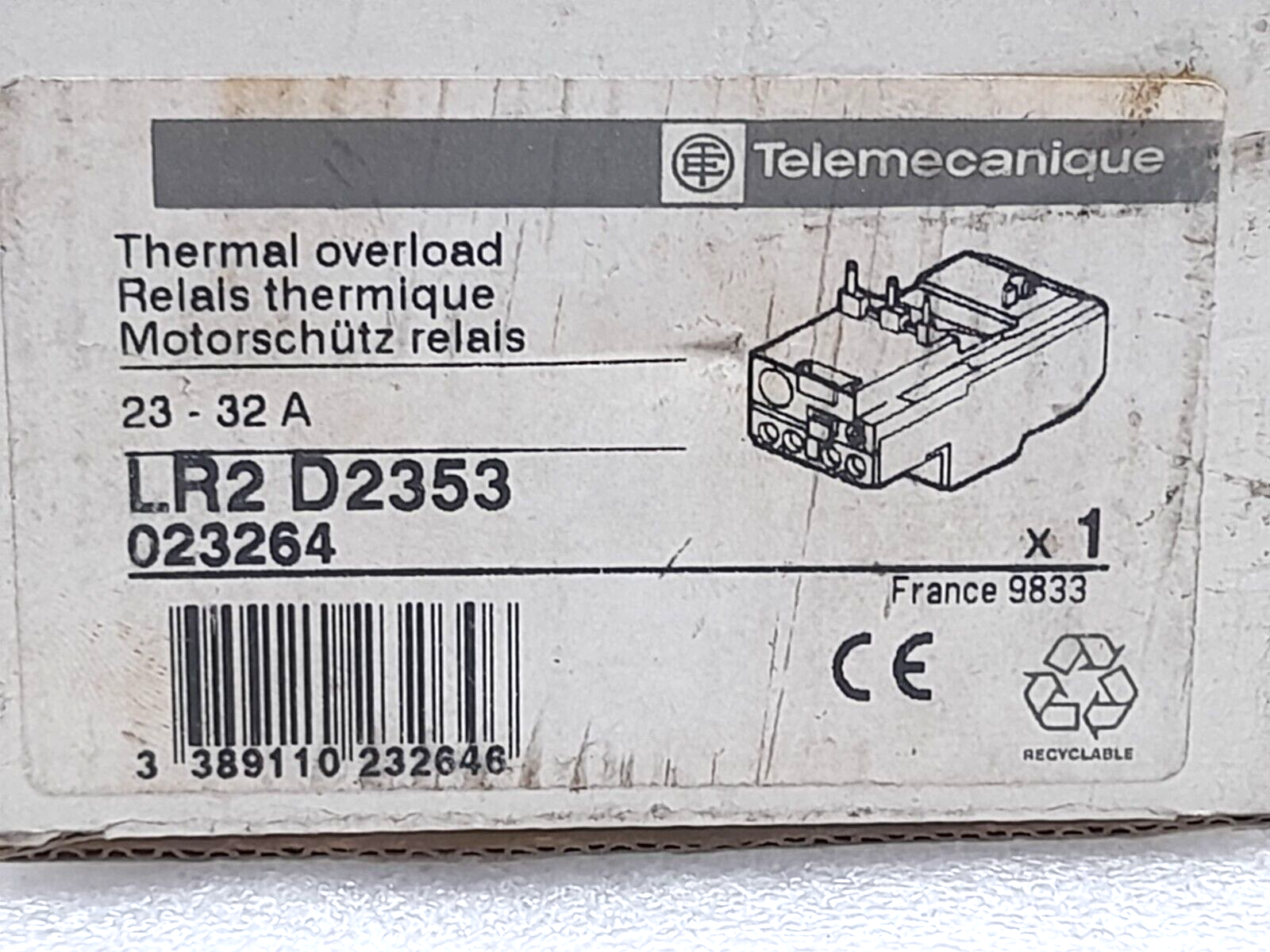 Telemecanique LR2 D2353 Thermal Overload Relay 23-32A LR2 D23 Ui 750V~ Uimp 6kV