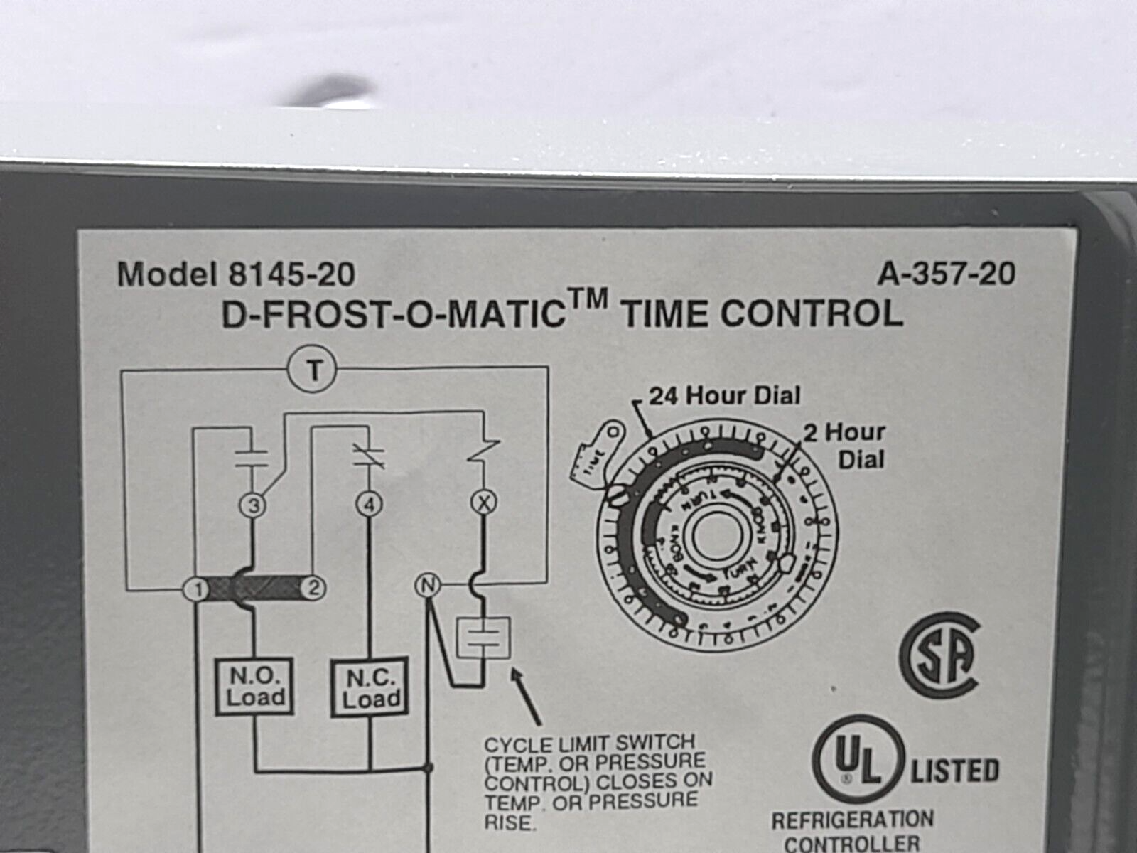 Paragon 686608004840 D-Frost -O-Matic Time Control 8145-20 Defrost Control A-357