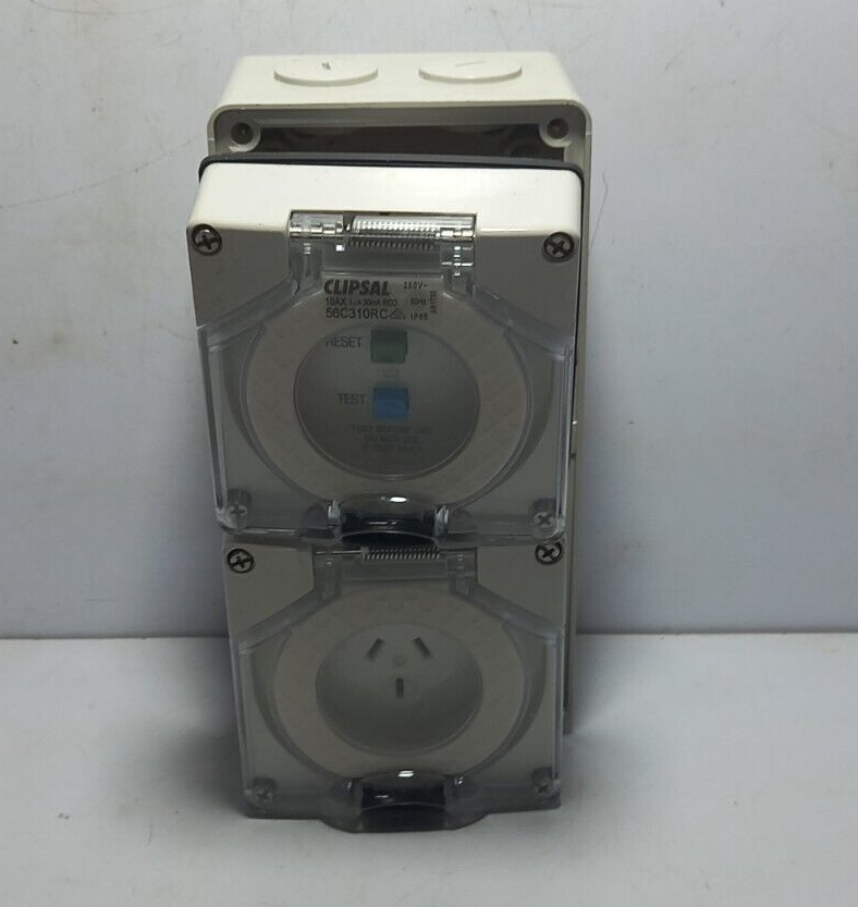 Clipsal 56C310RC RCD Protected Switch Socket Outlet / Three Pin / 10A 30mA