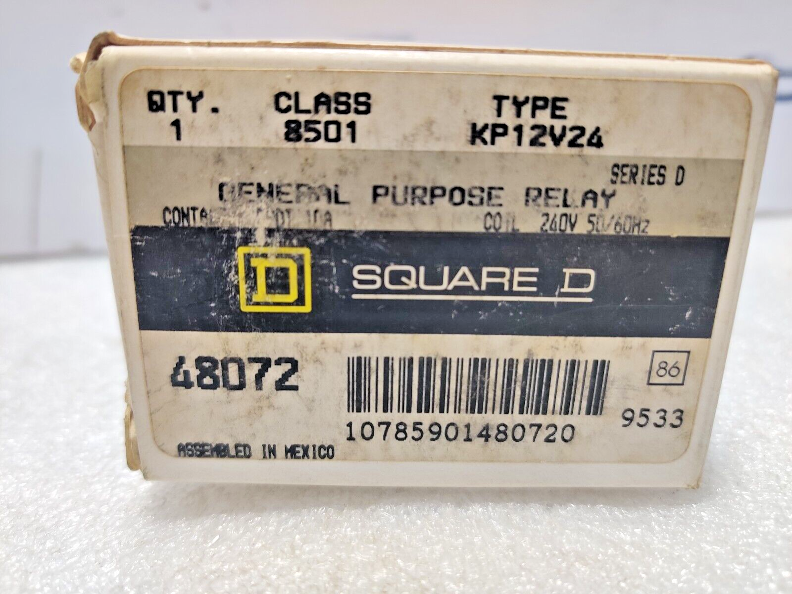 Square D Class D 8501 Electrical Relay Type: KP12V24 240V 50/60Hz