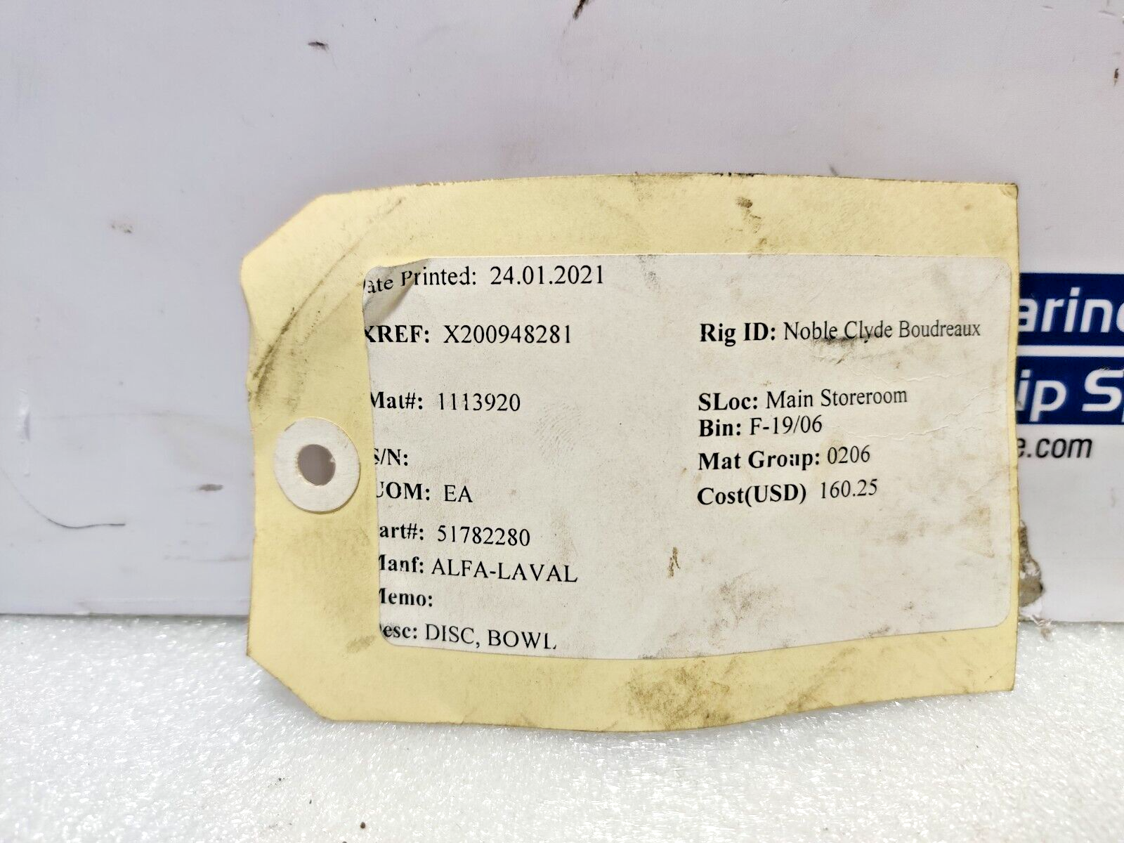 Alfa-Laval 51782280 Bow Disc 101 PCs In Lot