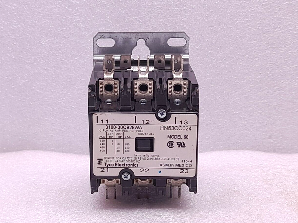 Tyco Electronics 3100-30Q928WA Contactor Model 98 30FLA 40AMP