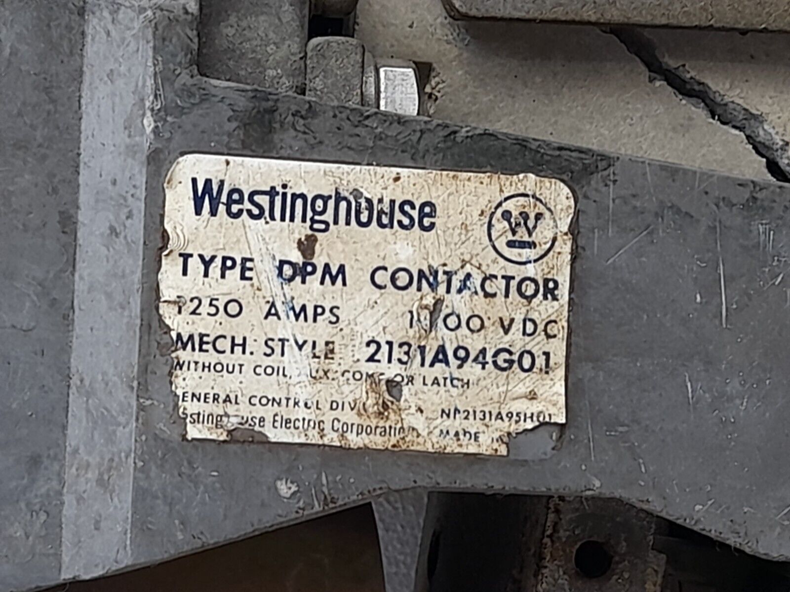 Westinghouse DPM Contactor 2131A94G01 1250A 1000VDC