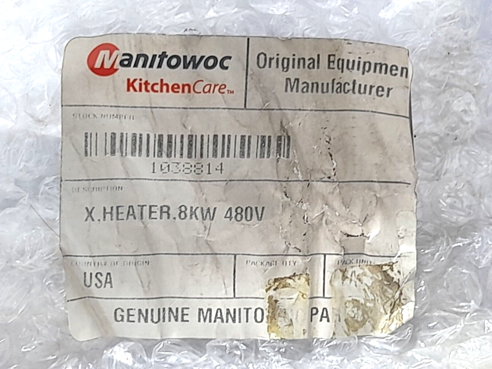 Watlow 2-47-62-6 Firebar 480V 8000W Manitowoc 1038814 Cleveland FK1038814 Heater
