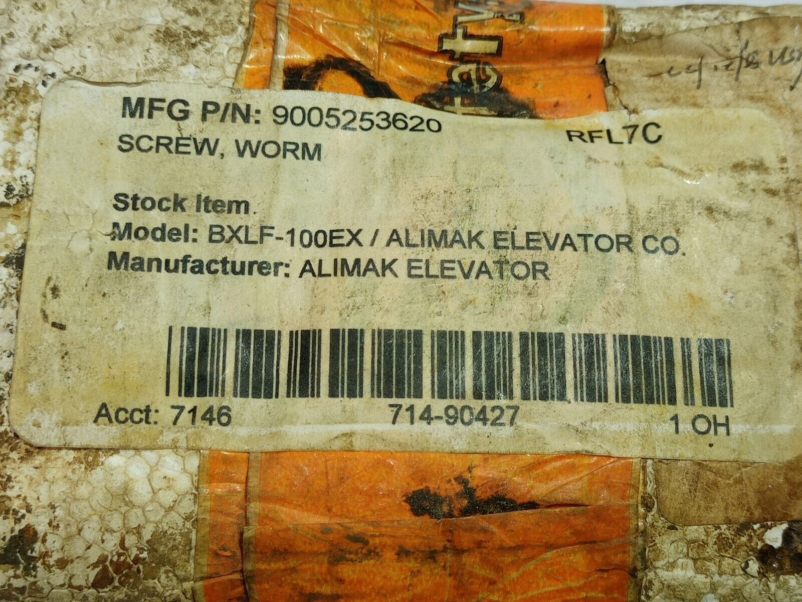 Alimak Elevator 9005253620 Worm Screw