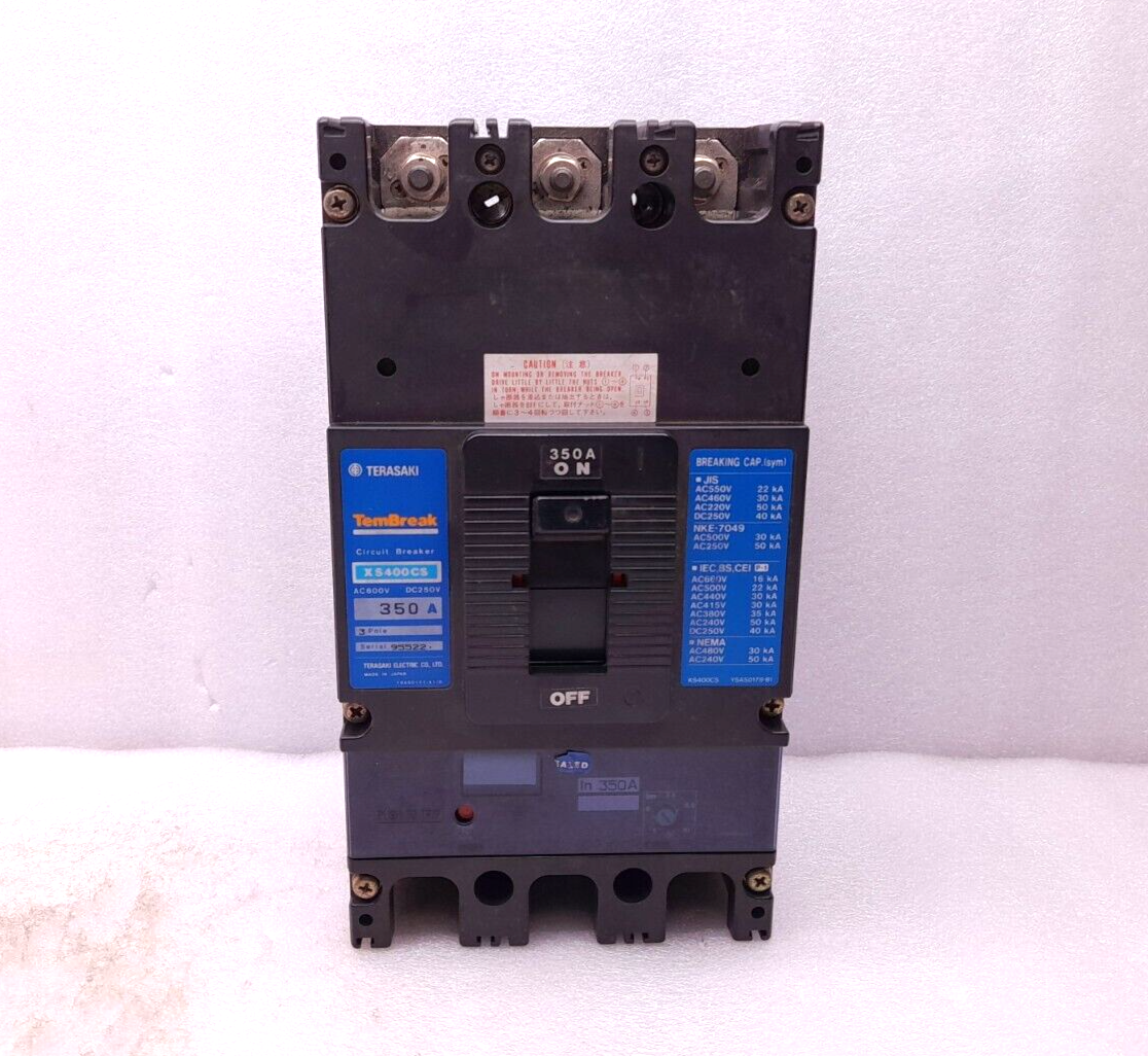 Terasaki XS400CS Tembreak Circuit Breaker 350A 3P AC600V DC250V