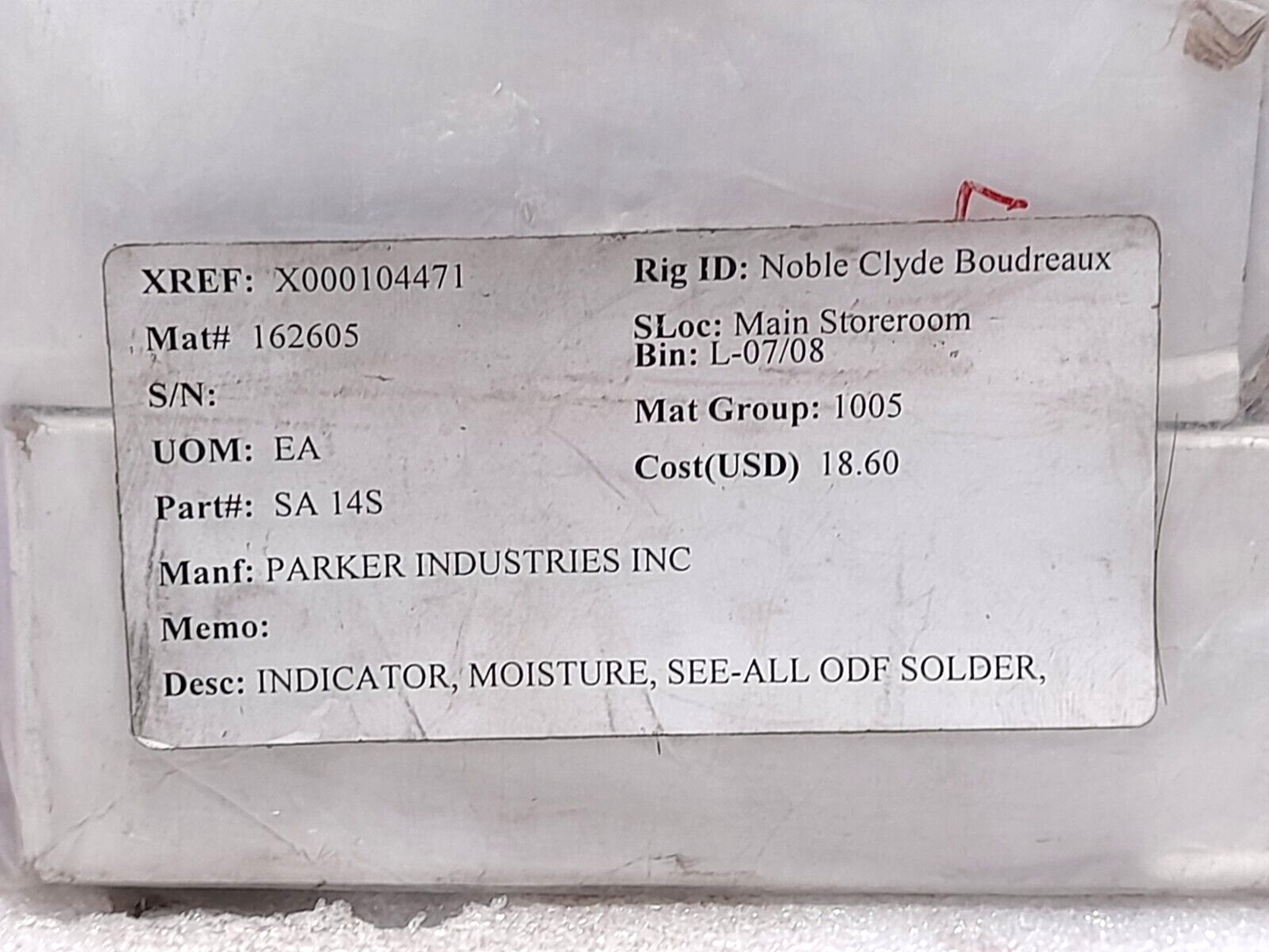 Sporlan SA 14S 2057 Moisture Indicator See-All ODF Solder