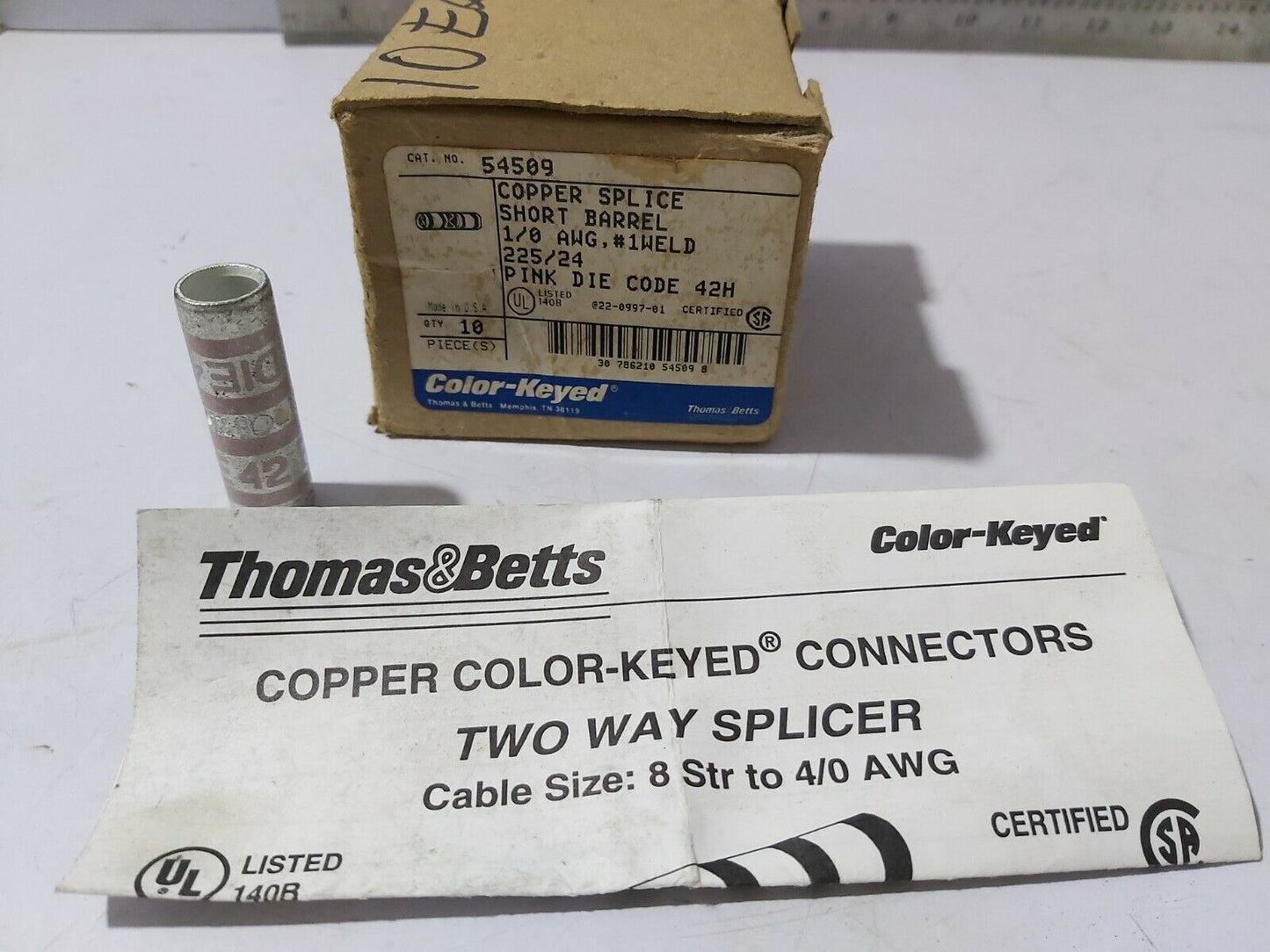 THOMAS BETTS 54509 TWO WAY COOPER SPLICER  PINK DIE 42 10-PCS IN BOX SALE
