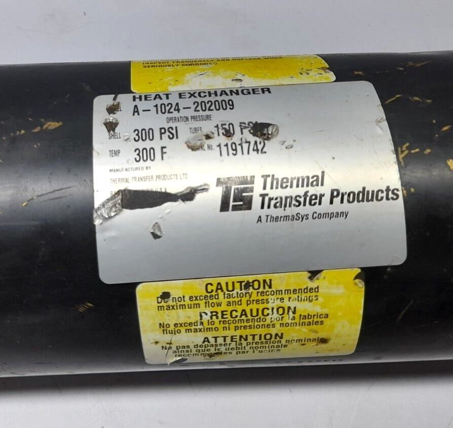 Thermal Transfer Products A-1024-202009 Heat Exchanger Shell 300PSI Tubes 150PSI