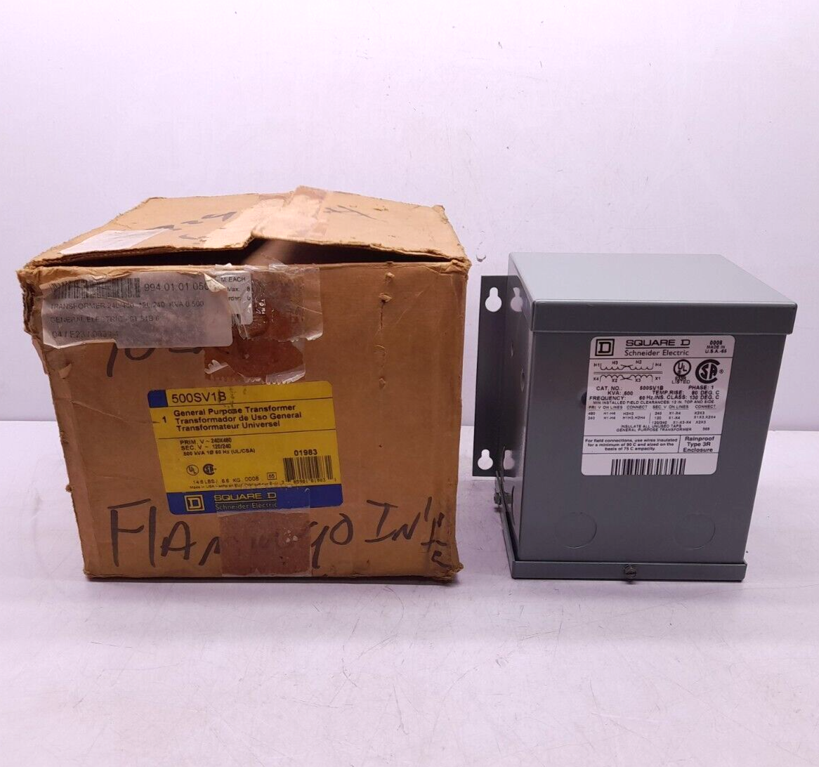 Square D 500SV1B Transformer 1Ph .500kVA 60Hz Pri 240/480V Sec 120/240V