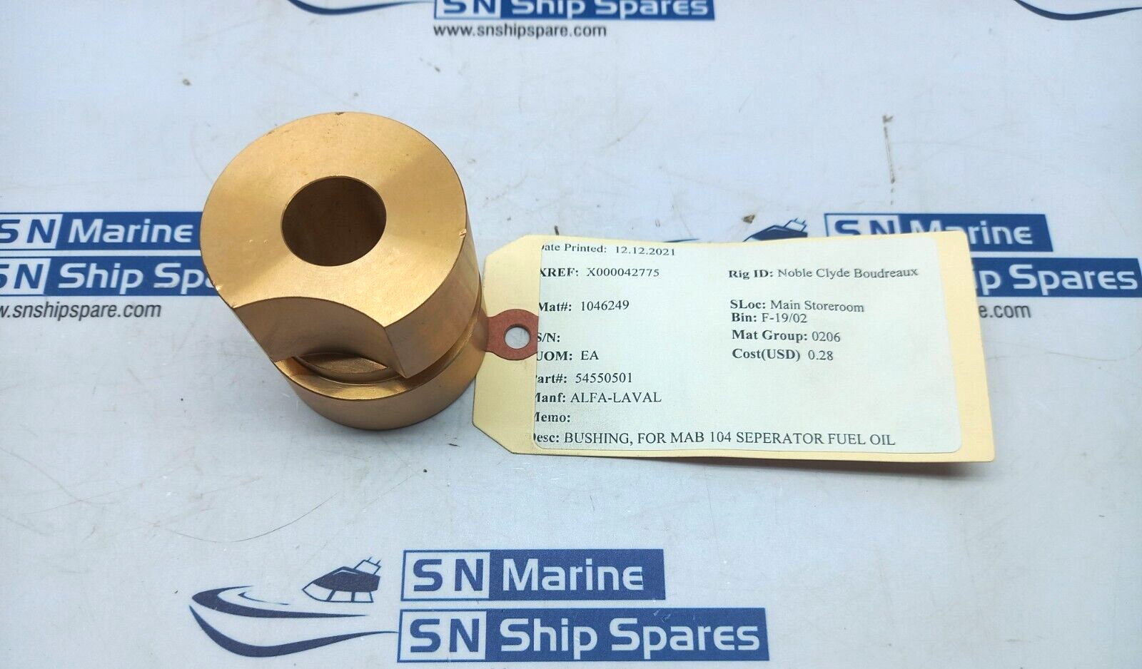 Alfa-Laval 54550501 Bushing For 104 Seperator Fuel Oil 2PCs In Lot