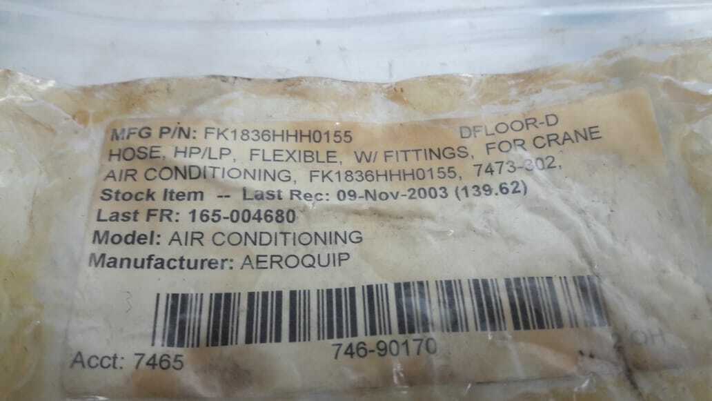Aeroquip FK1836HHH0155 Hose HP/LP Flexible W/FittingsFor Crane Air Conditioning