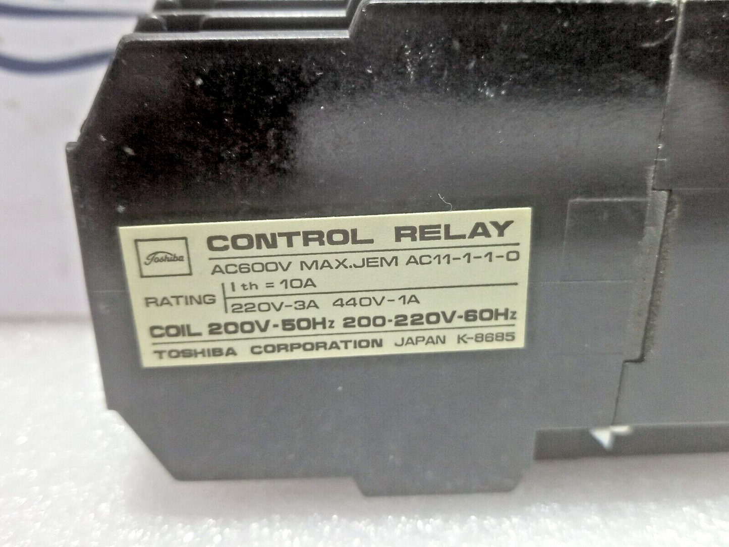 Toshiba A8-44 AC Control Relay Type A8 AC600V Max 200V-3A 440V-1A