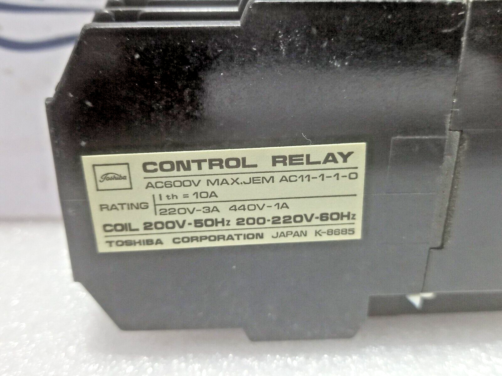 Toshiba A8-44 AC Control Relay Type A8 AC600V Max 200V-3A 440V-1A