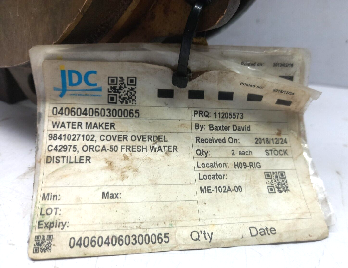 Alfa Laval 9841027102 Cover Overdel C42975 ORCA-50 Fresh Water Distiller