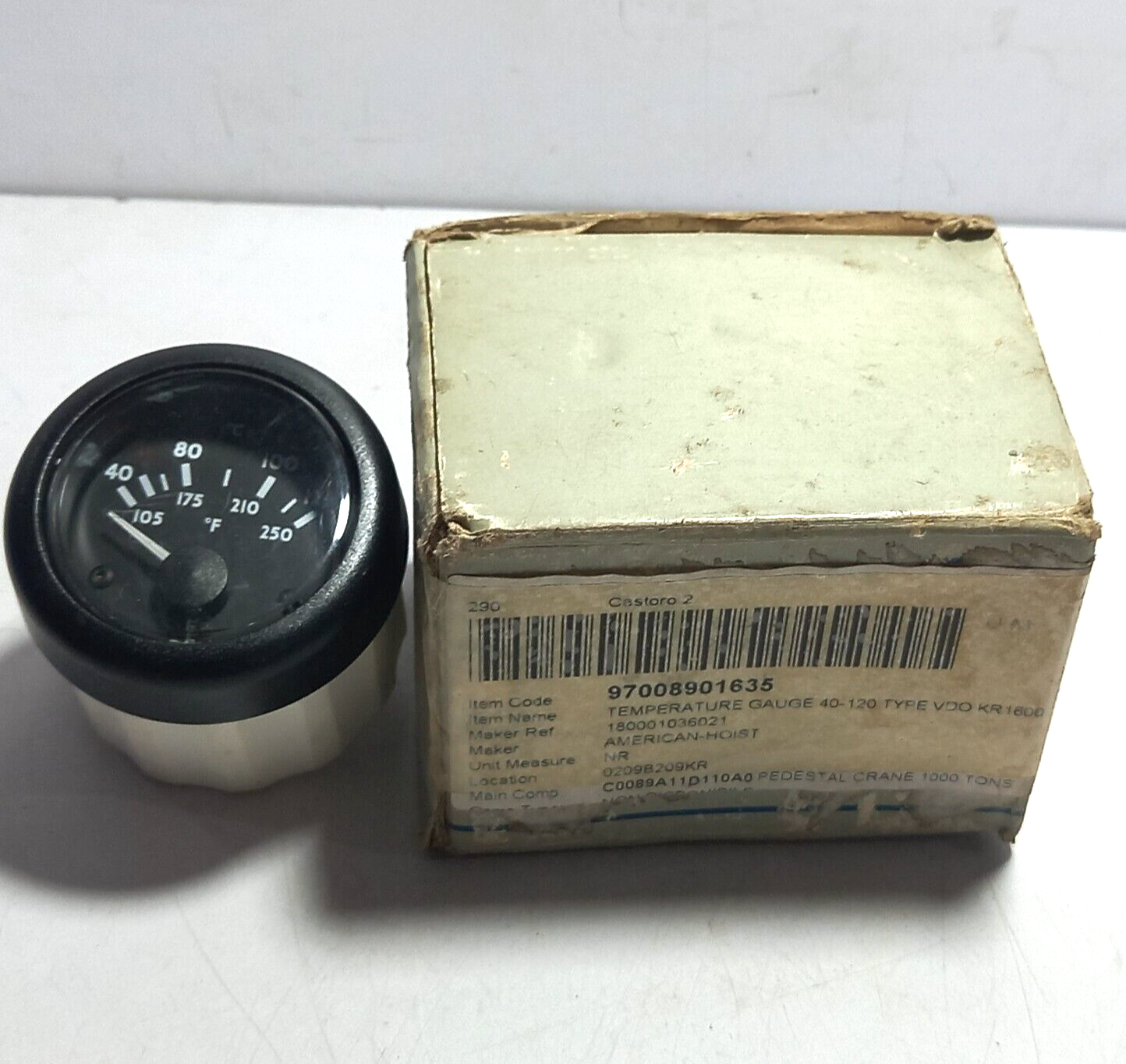 VDO KR 1600 40-120◦C 105-250◦F Temperature Gauge American-Hoist 18000103621