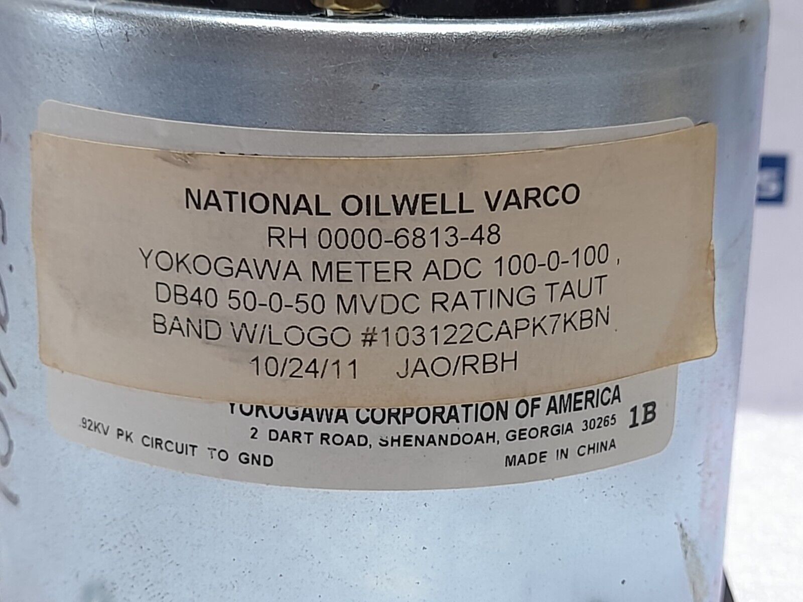 Yokogawa DB40 DC Ammeter NOV RH 0000-6813-48 100-0-100 DC Amperes