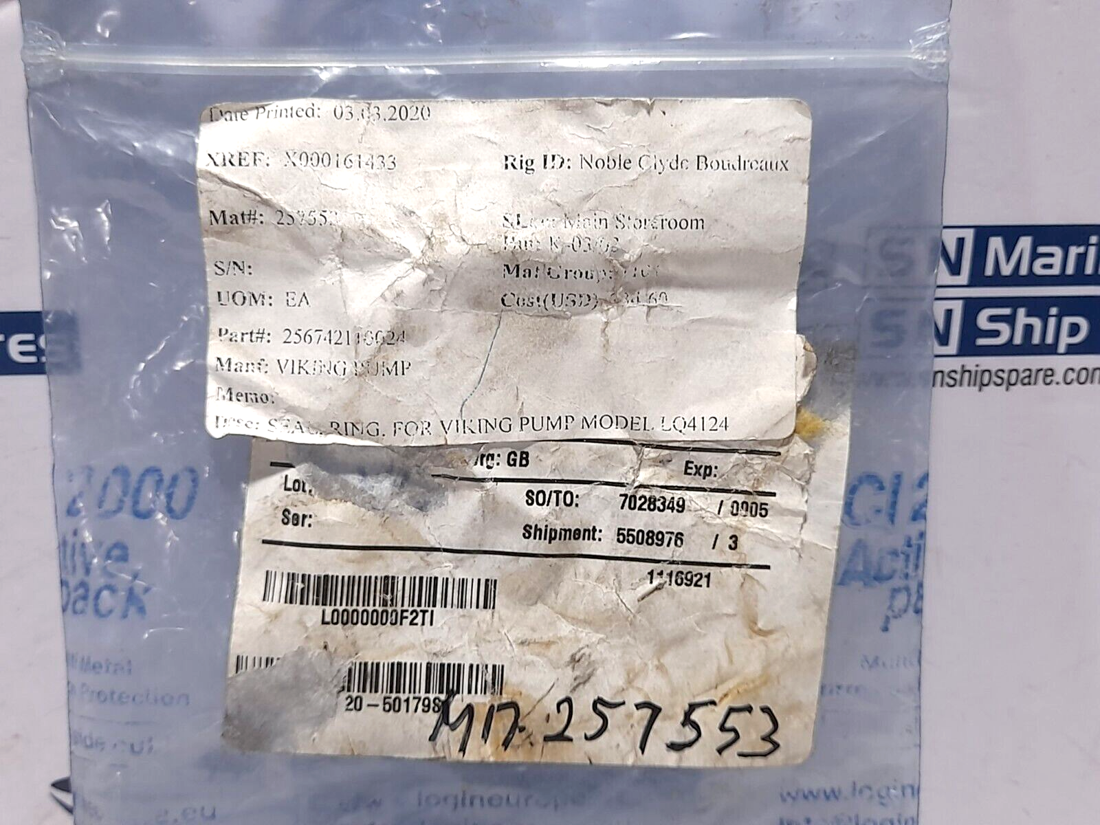 Viking Pump 256742110024 / 257553 Seal Ring