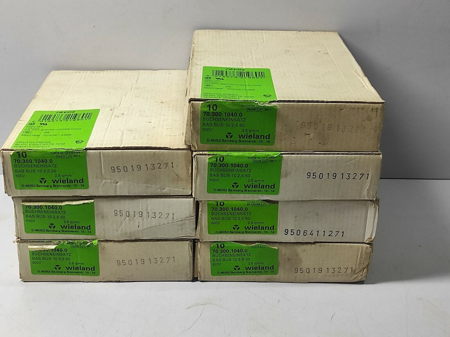 Wieland 70.300.1040.0 Socket Insert 500V 16A 600V Bas Bus 10 2.5 50 / 10-PCSLOT 