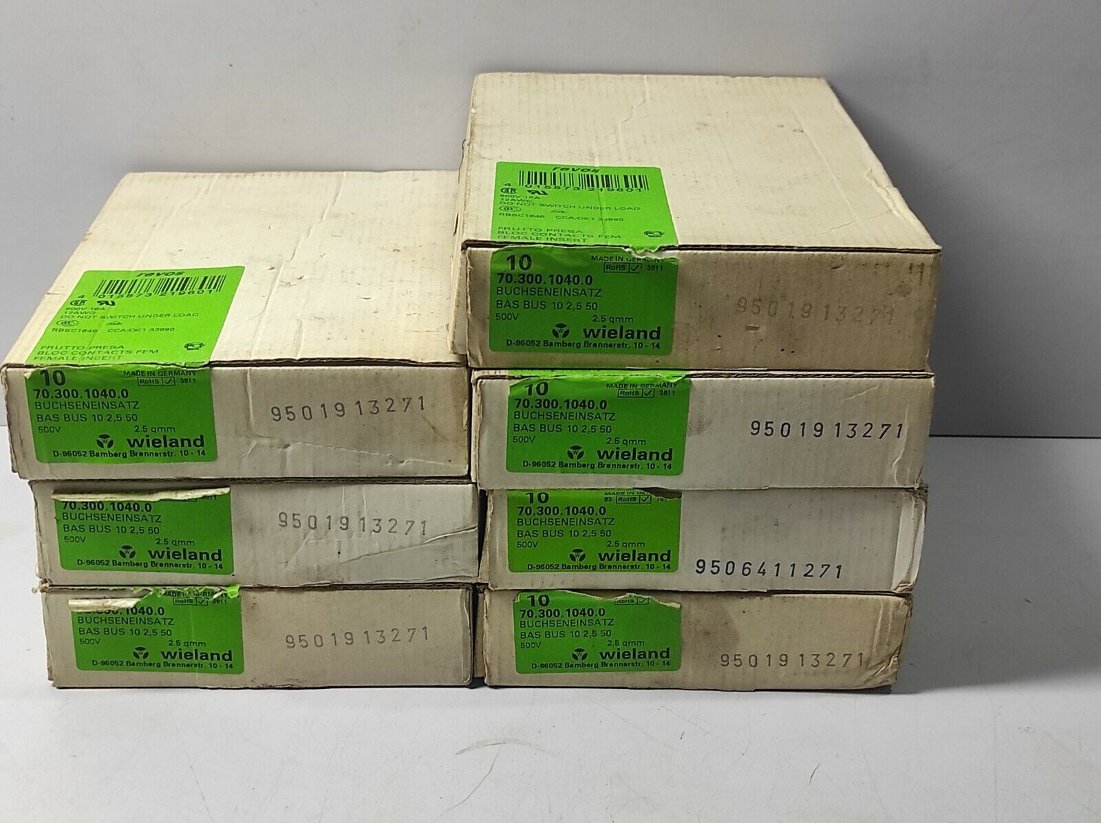 Wieland 70.300.1040.0 Socket Insert 500V 16A 600V Bas Bus 10 2.5 50 / 10-PCSLOT 