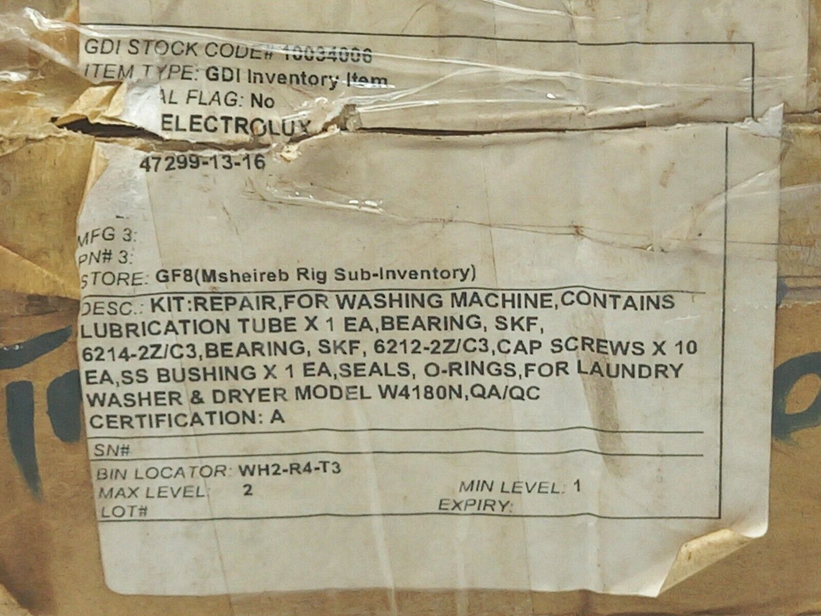 Electrolux 47299-13-16 Washing Machine Repair Kit W4180N