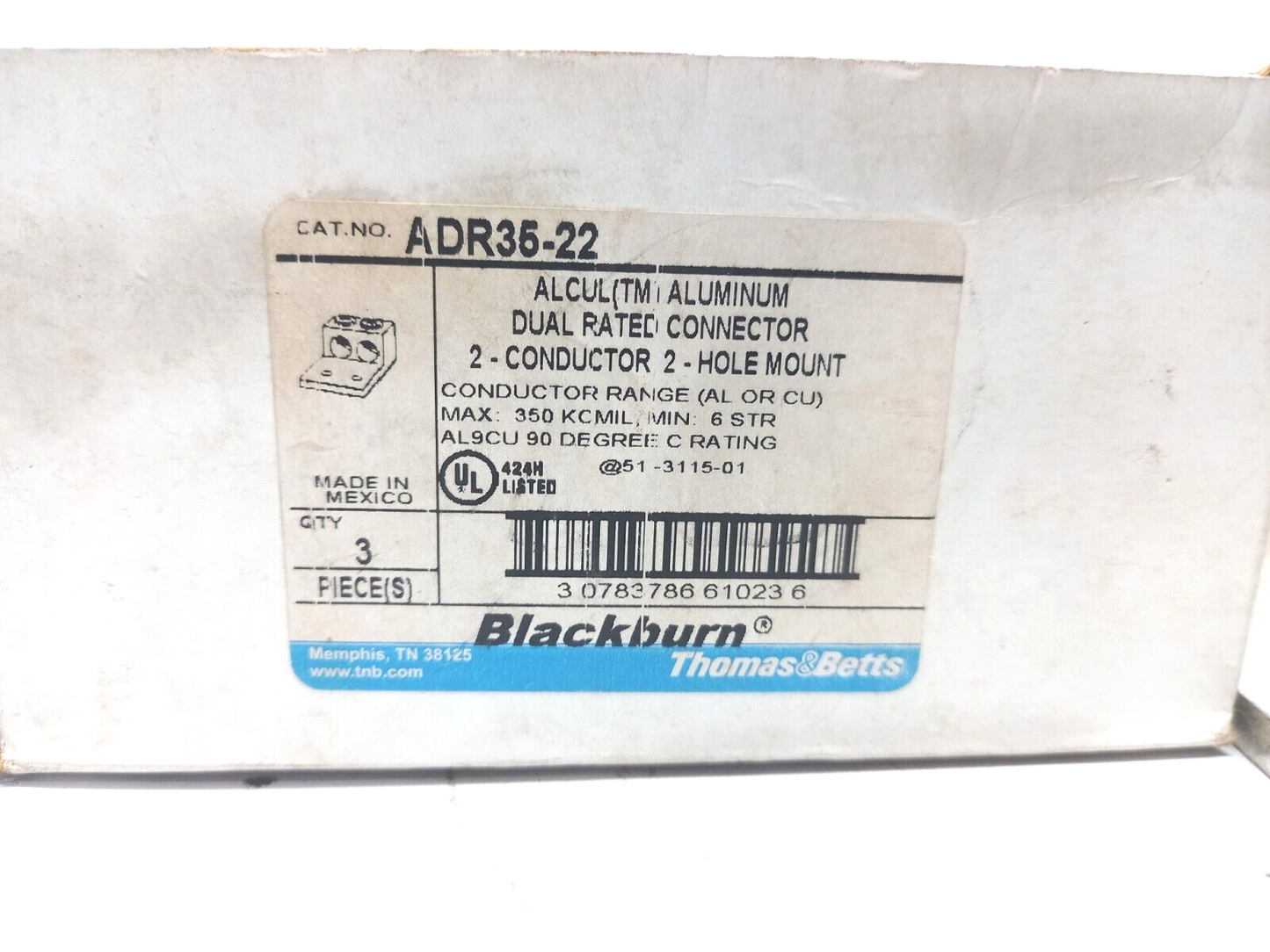 Thomas Betts ADR35-22 ALCUL(TM) Aluminum Dual Rated Connector ADR 35-22