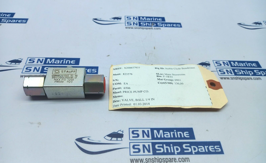Stauff BBV20040001R-0 Ball Valve 1/4In 7250Max Psi Price Pump 6506