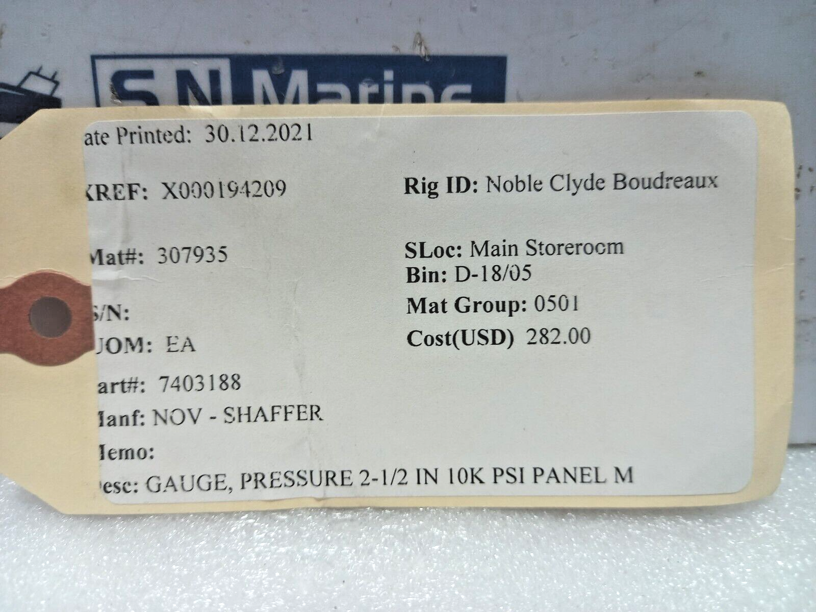 Span 02-4006-T Pressure Gauge 1-1/2 In 10K PSI Panel NOV 7403188