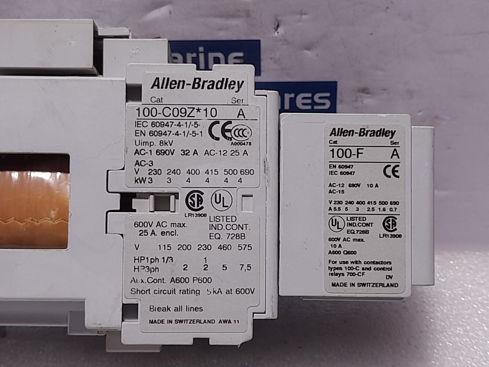 Allen Bradley 100-C09Z*10 Ser A 24VDC Contactor With 100-FA22 Ser A Auxiliary Co