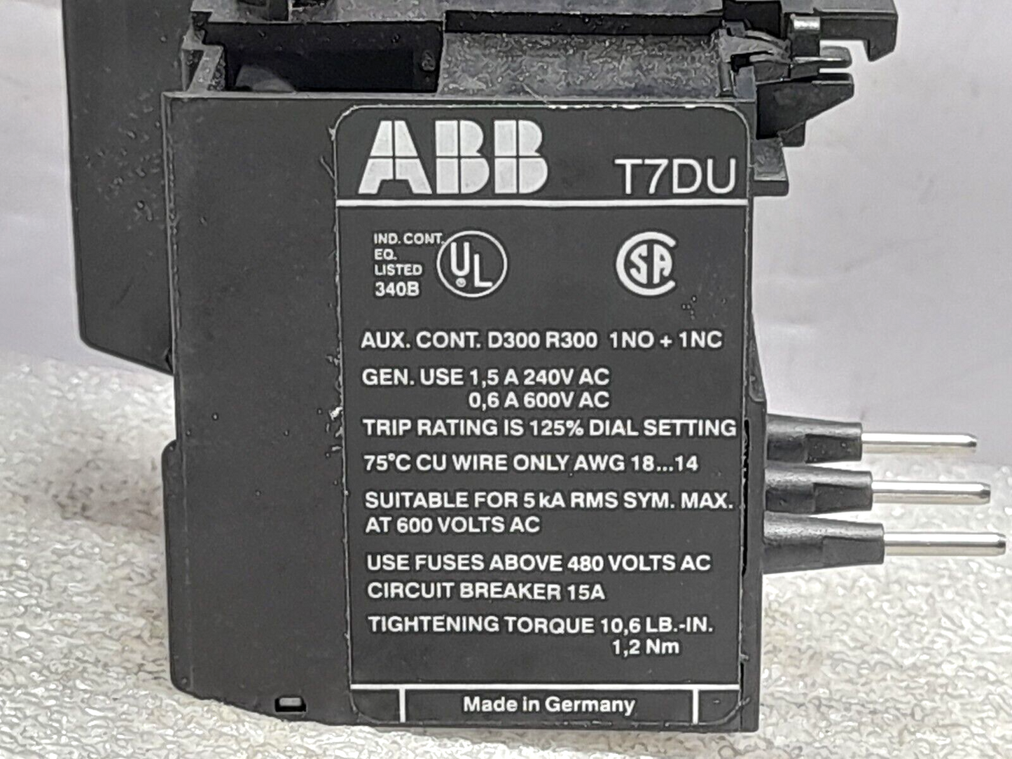 ABB T7DU Overload Relay Condition 1.6-2.5 A