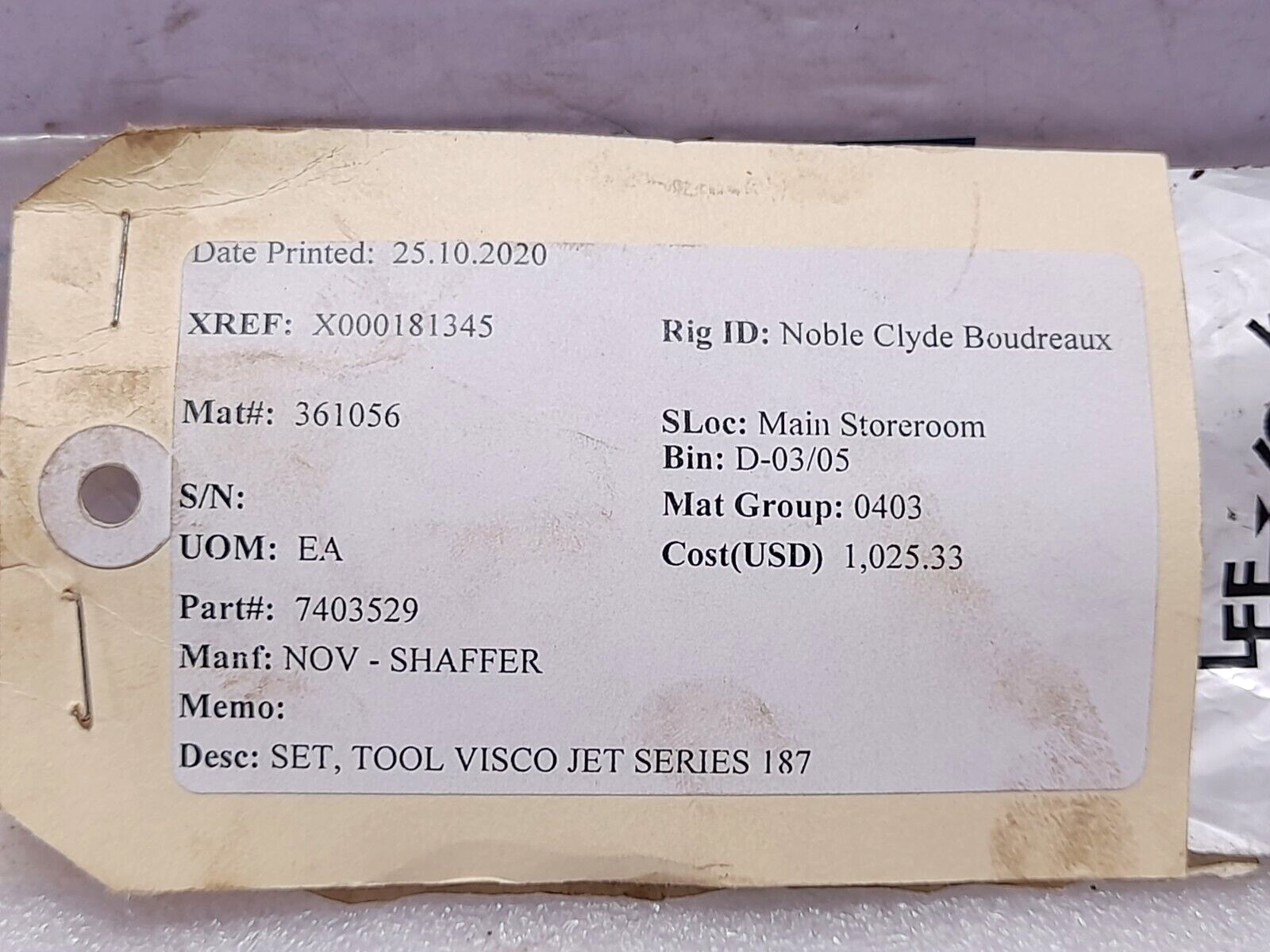 The Lee Company CUTA1870109C NOV Shaffer 7403529 Visco Jet Tool Set Series 187