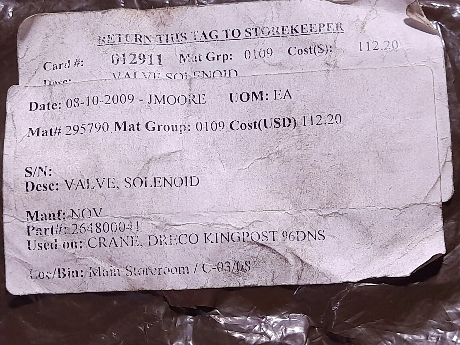 Parker Schrader Bellows K593-184 Coil 24VDC QC130 Solenoid Valve
