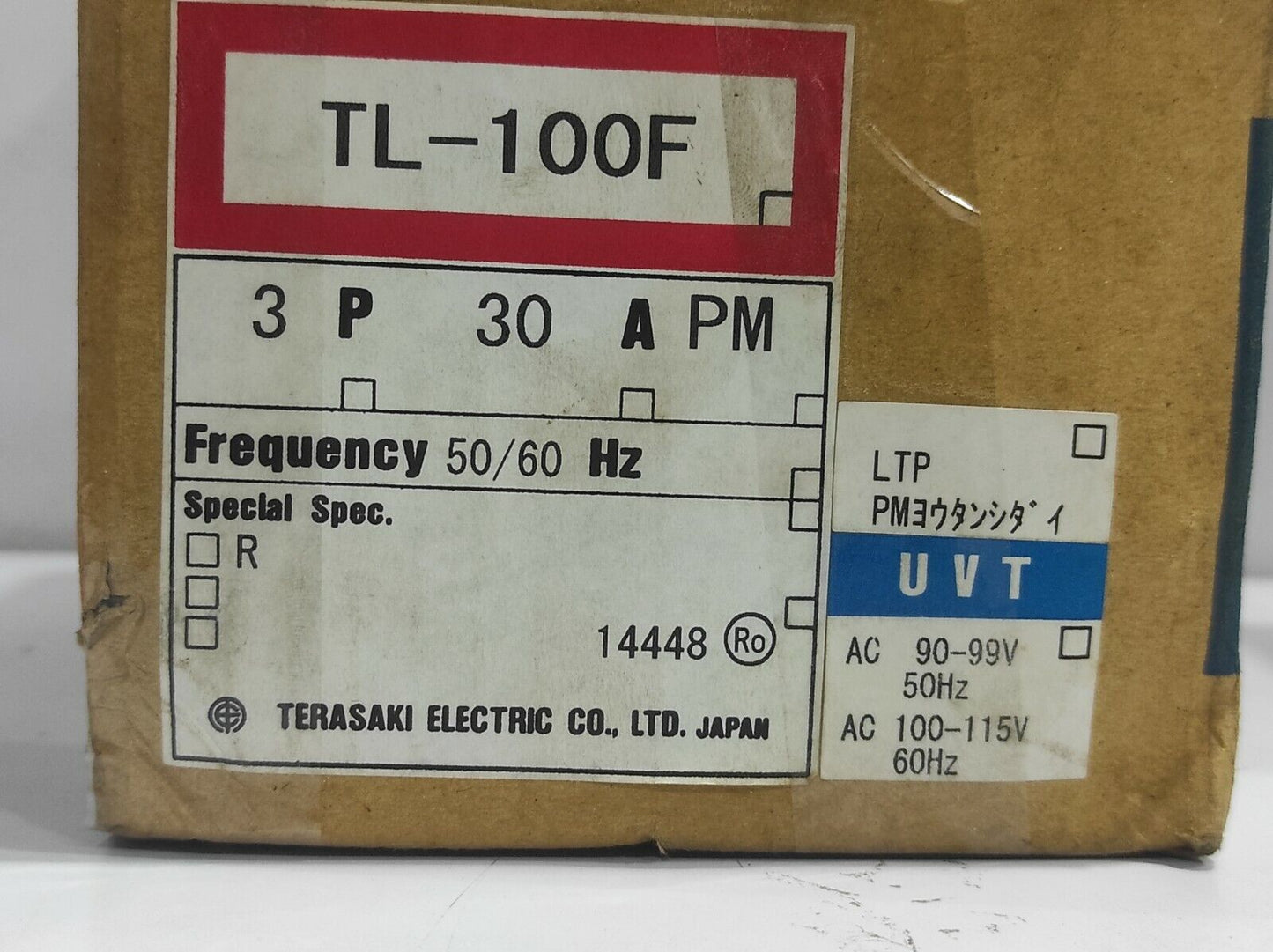 Terasaki TL-100F Circuit Breaker 3P 30A PM 50/60Hz Ui 690V  AC240V / TL100F