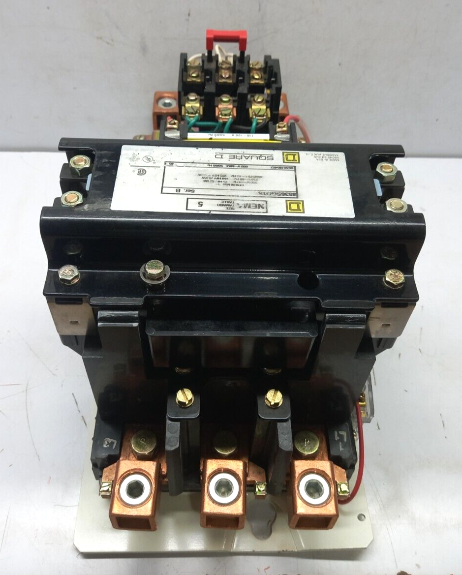 Square D 8536SGO1V02S Ser B AC Magnetic NEMA Size 5 Starter 110-120V 50/60Hz