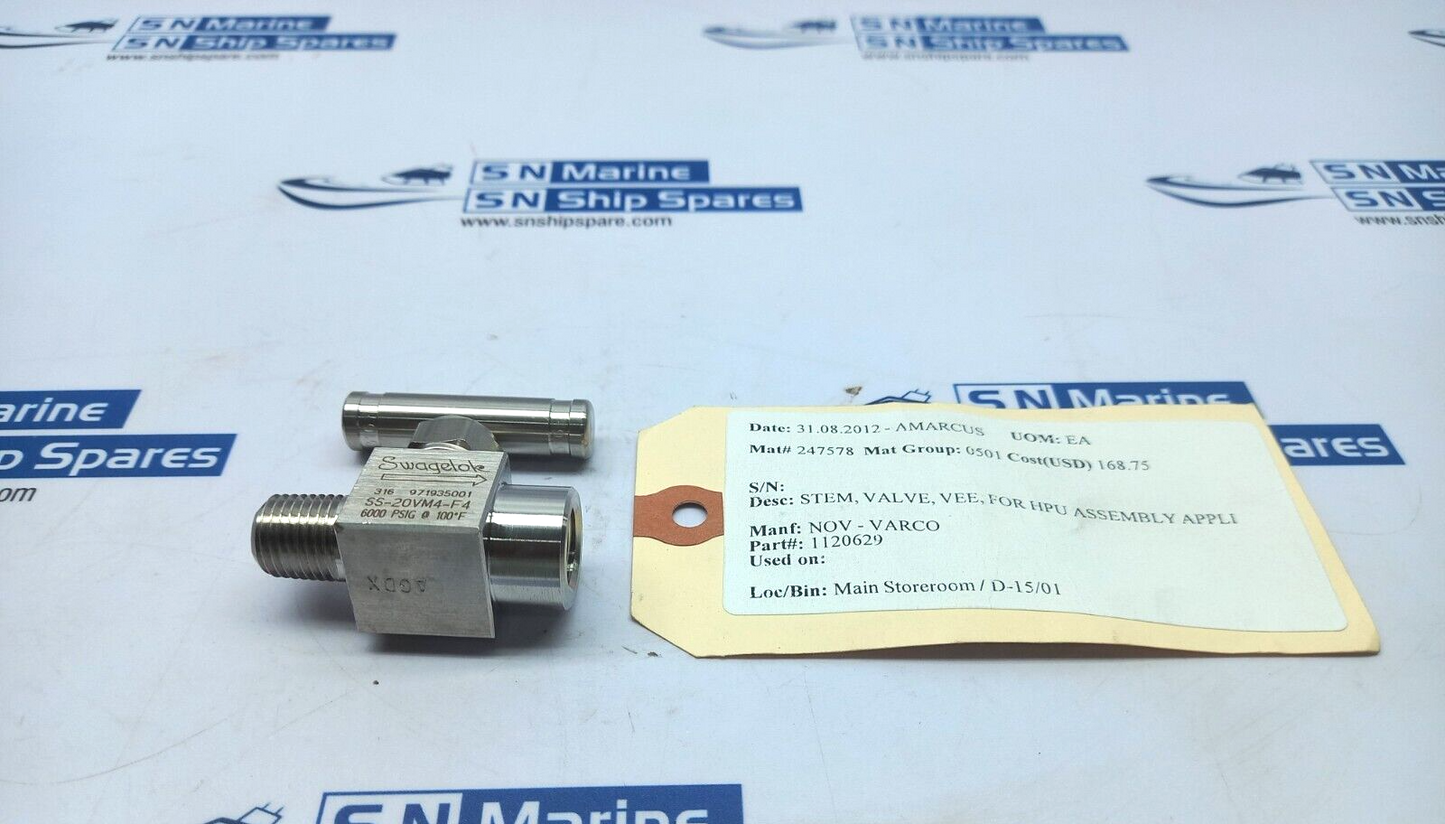 Swagelok SS-20VM4-F4 Integral Bonnet Needle Valve 6000Psig 100F Nov 1120629