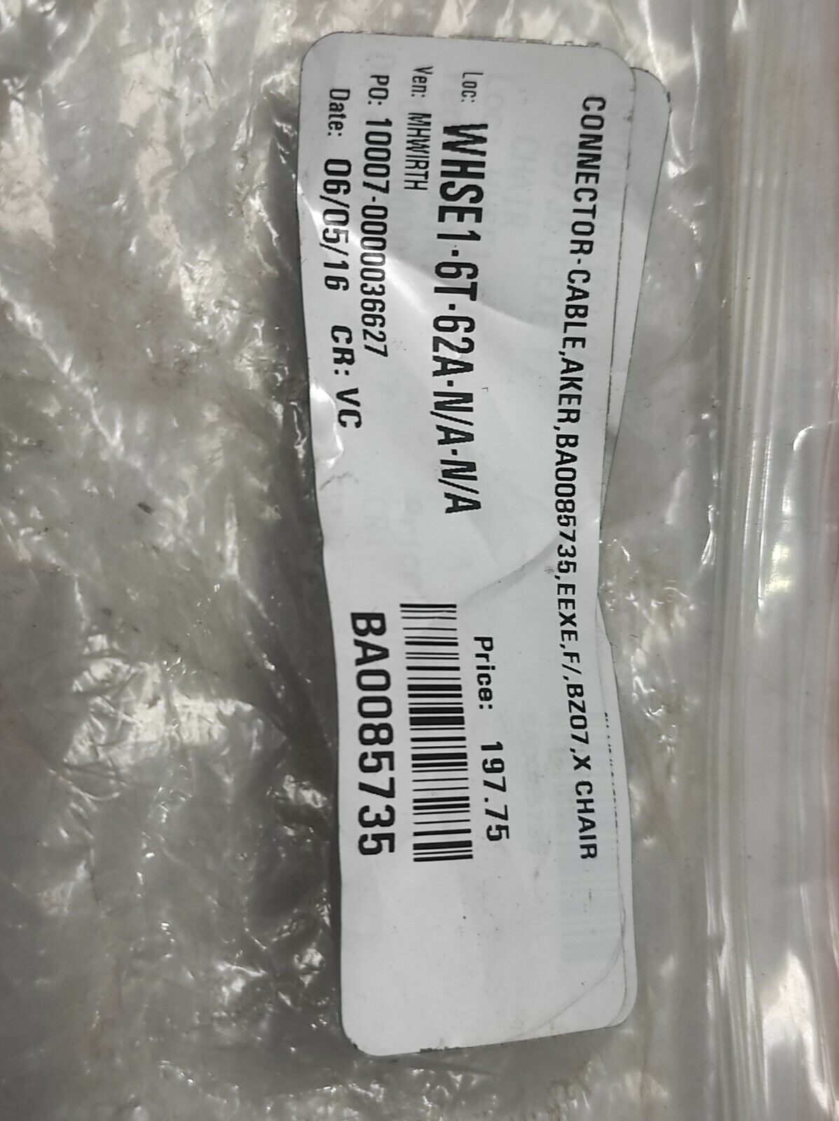 Aker BA0085735 Connector Cable EEXE.F/,BZ07,X Chair Harting HAN 40D-F 10A 250V 