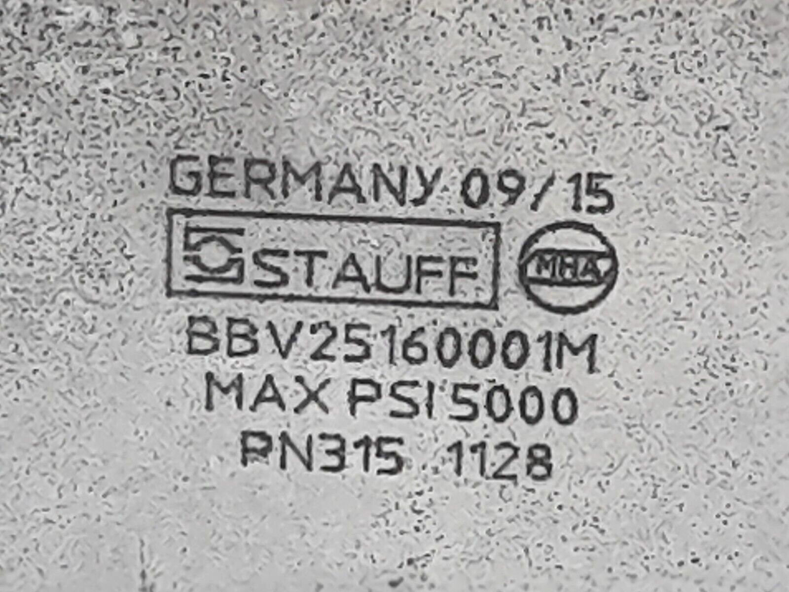 Stauff MHA BBV25160001M Ball Valve Max PSI 5000 PN315 & Seal Kit MBBV-16-01-M