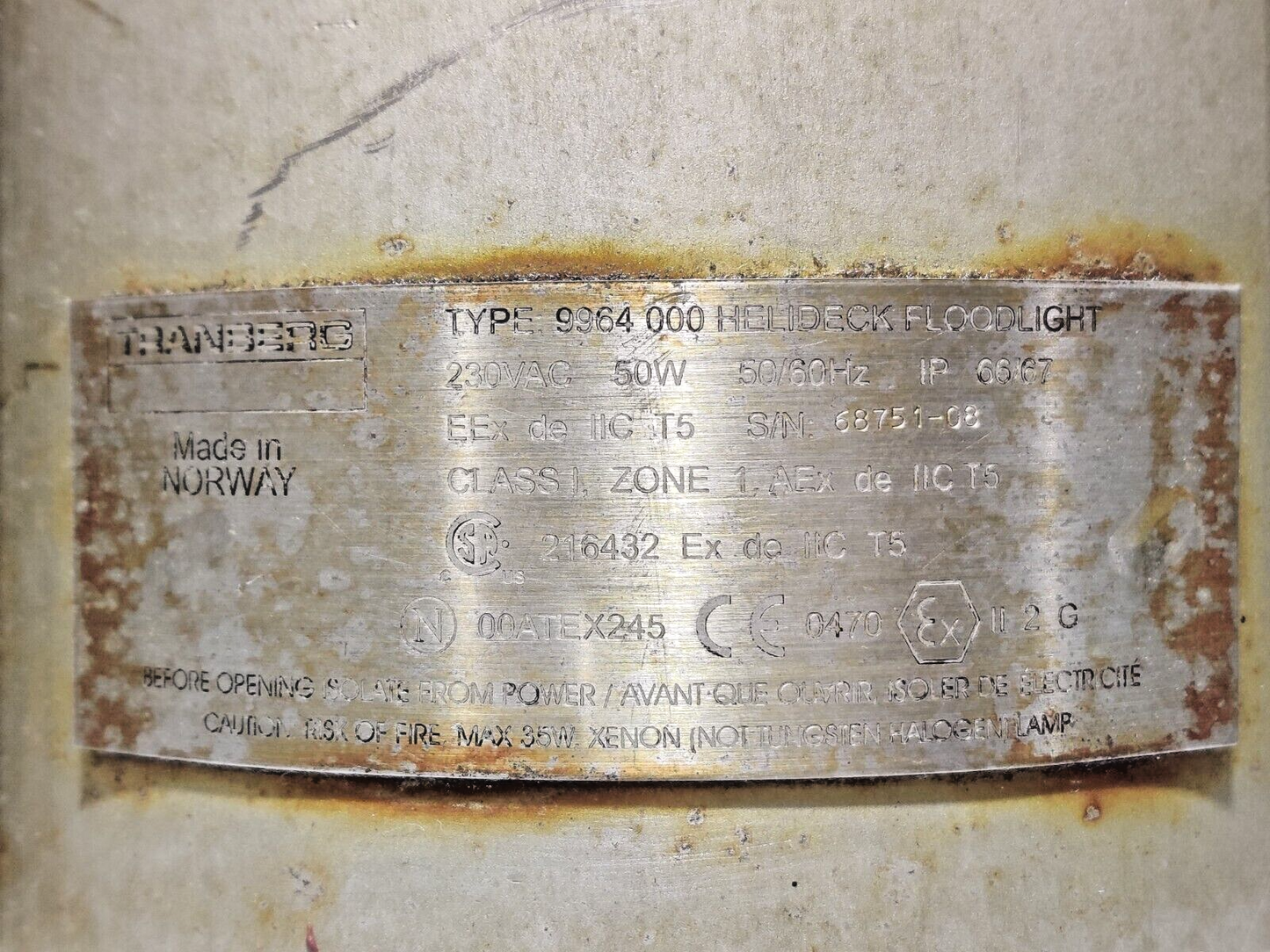Tranberg 9964 000 Helideck Flood Light 230Vac 50W 50/60Hz